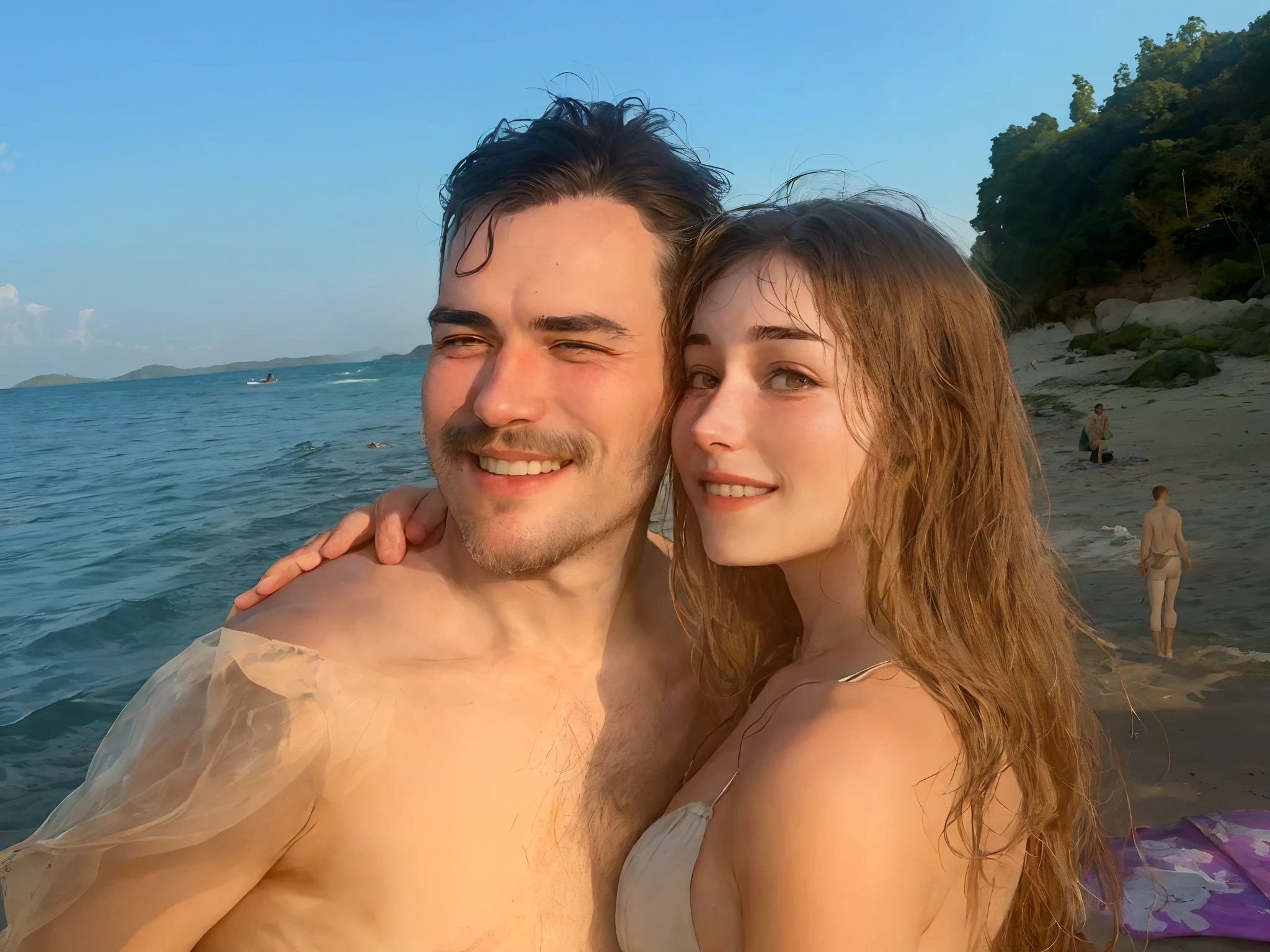 There's a man and a woman posing for a photo on the beach, Ayanamikodon e Irakli Nadar, Directed by: Nandor Soldier, Thomas Anthony e Malika Favre, Taras Susak, julia sarda, Aykut Aydogdu, Szekely Bertalan e Lotz Karoly