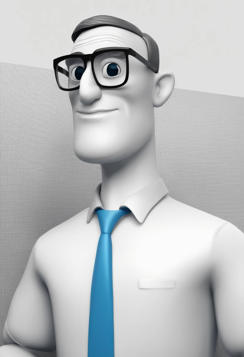 Cartoon character of a man with black glasses and a blue shirt, animation character, Caractere estilizado, animation style rendering, 3D estilizado, Arnold Maya render, 3 d render stylized, toon render keyshot, Personagem 3D, Personagem 3D, 3d rendering stylized, 3 d character render, personagem de desenho animado, Personagem de close up, Pose de personagem,  (Estilo Pixar) (master part:1.2) (Bokeh) (best quality) (pele detalhada) (textura detalhada) (8k) (argila) (Cinematic lighting) (foco nítido