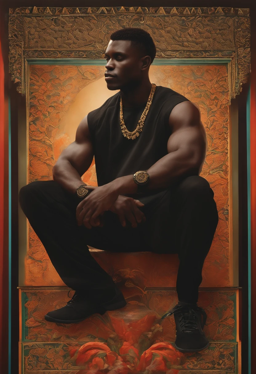 (Professional 3D rendering:1.3) de (Realistic:1.3) Foto de arte mais bonito do mundo,Xangõ, The African Orisha, homem forte, Orisha of the justice of the men of the earth,Cores vermelho e branco, vestindo um ade detalhado e intrincado, wry look, cosmic god,impreseesionismo,Afrofuturista, corpo inteiro 8k unidade render, poros da pele, very dark lighting, sombreamento pesado, circunstanciado, rosto detalhado, (Vibrando, Fotografia realista, Realistic, Dramatic, Escuro, foco nítido, 8k), (Roupas de couro velhas danificadas pelo mau tempo:1.4), ((((Use peles)))), (intrincado:1.4), decadente, (altamente detalhado:1.4), Pintura digital, rendering by octane, art stations, conceito-arte, liso, foco nítido, illustration, germe da arte, (Loish:0.23), Wlop Ilya Kuvshinov, e greg rutkowski e alphonse mucha gracias, (global ilumination, studiolight, light volumetric), chuva forte, floating particles, fantasia, Nosso, corpo inteiro, ((Fundo escuro noite estrelada:1.3)),CGSesociedade,art stations