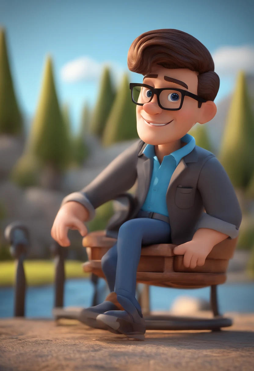 Cartoon character of a man with black glasses and a blue shirt, animation character, Caractere estilizado, animation style rendering, 3D estilizado, Arnold Maya render, 3 d render stylized, toon render keyshot, Personagem 3D, Personagem 3D, 3d rendering stylized, 3 d character render, personagem de desenho animado, Personagem de close up, Pose de personagem, (Estilo Pixar) (master part:1.2) (Bokeh) (best quality) (pele detalhada) (textura detalhada) (8k) (argila) (Cinematic lighting) (foco nítido