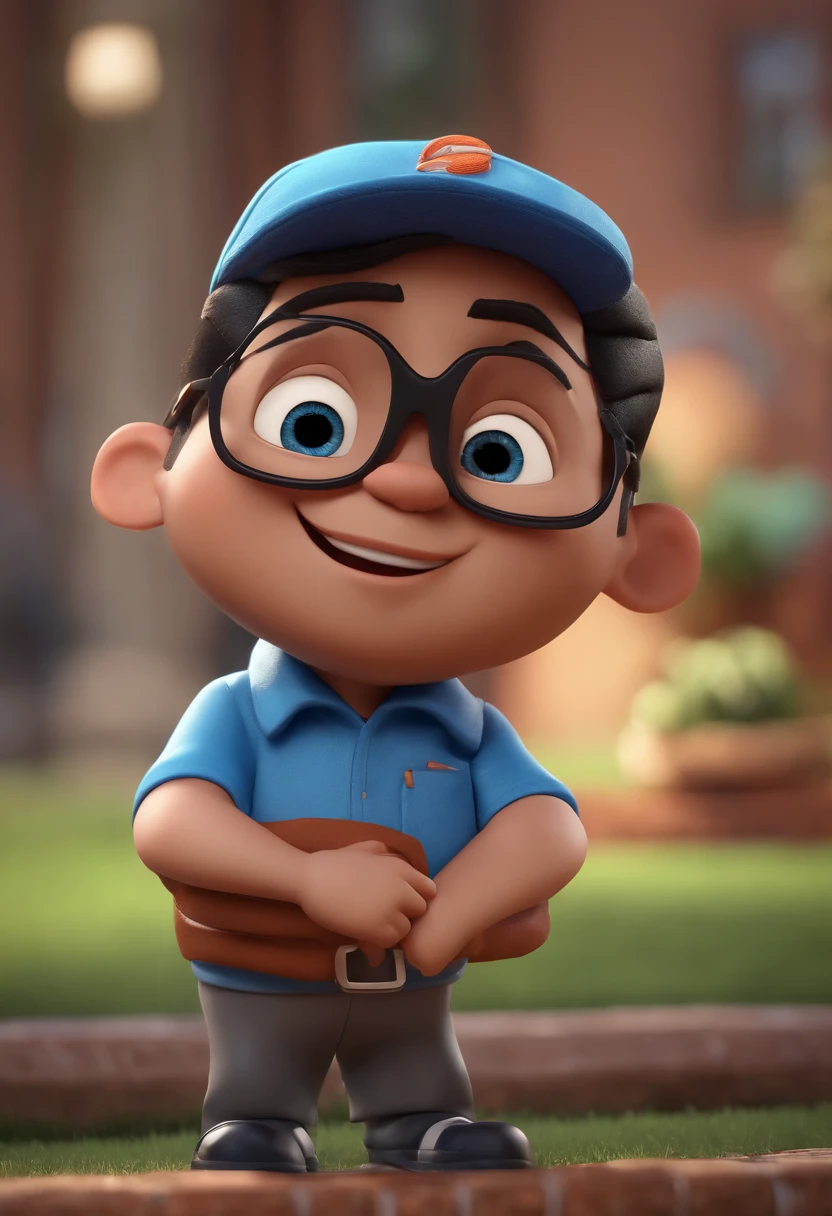 Cartoon character of a man with black glasses and a blue shirt, animation character, Caractere estilizado, animation style rendering, 3D estilizado, Arnold Maya render, 3 d render stylized, toon render keyshot, Personagem 3D, Personagem 3D, 3d rendering stylized, 3 d character render, personagem de desenho animado, Personagem de close up, Pose de personagem,  (Estilo Pixar) (master part:1.2) (Bokeh) (best quality) (pele detalhada) (textura detalhada) (8k) (argila) (Cinematic lighting) (foco nítido