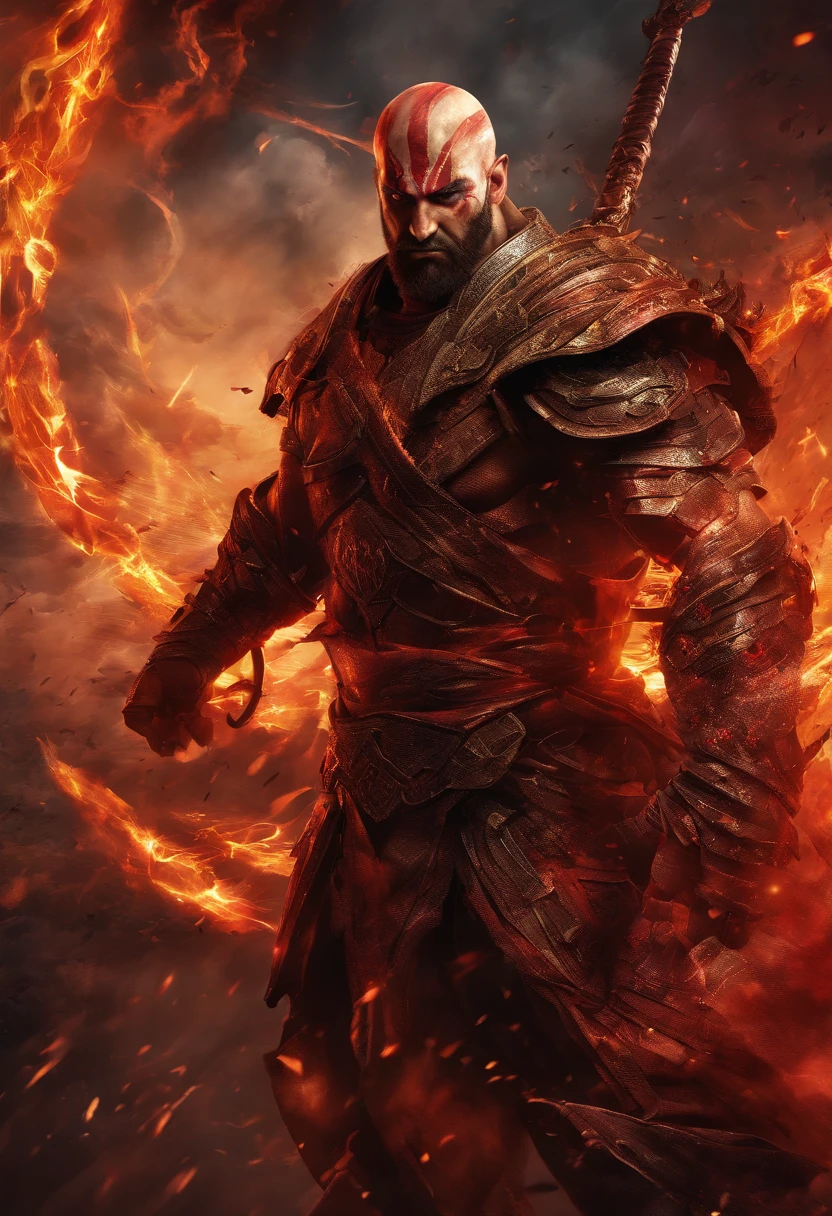 best quality,highres,masterpiece:1.2,ultra-detailed,realistic,physically-based rendering,professional,sharp focus,HDR,studio lighting,colorful,strong shadows,action-packed,kratos,omni-man,powerful,superheroes,mythology,violent, intense battle,epic fight,strength,aggression,dramatic poses,destructive forces,flaming weapons,blood and sweat,battle scars,facial expressions,heroic,superhuman abilities,intense emotions,dark atmosphere,dynamic composition,explosions,flying debris,dramatic lighting,special effects,high-impact,clash of titans,energy blasts,powerful punches and kicks,shattered environment,violence and chaos
