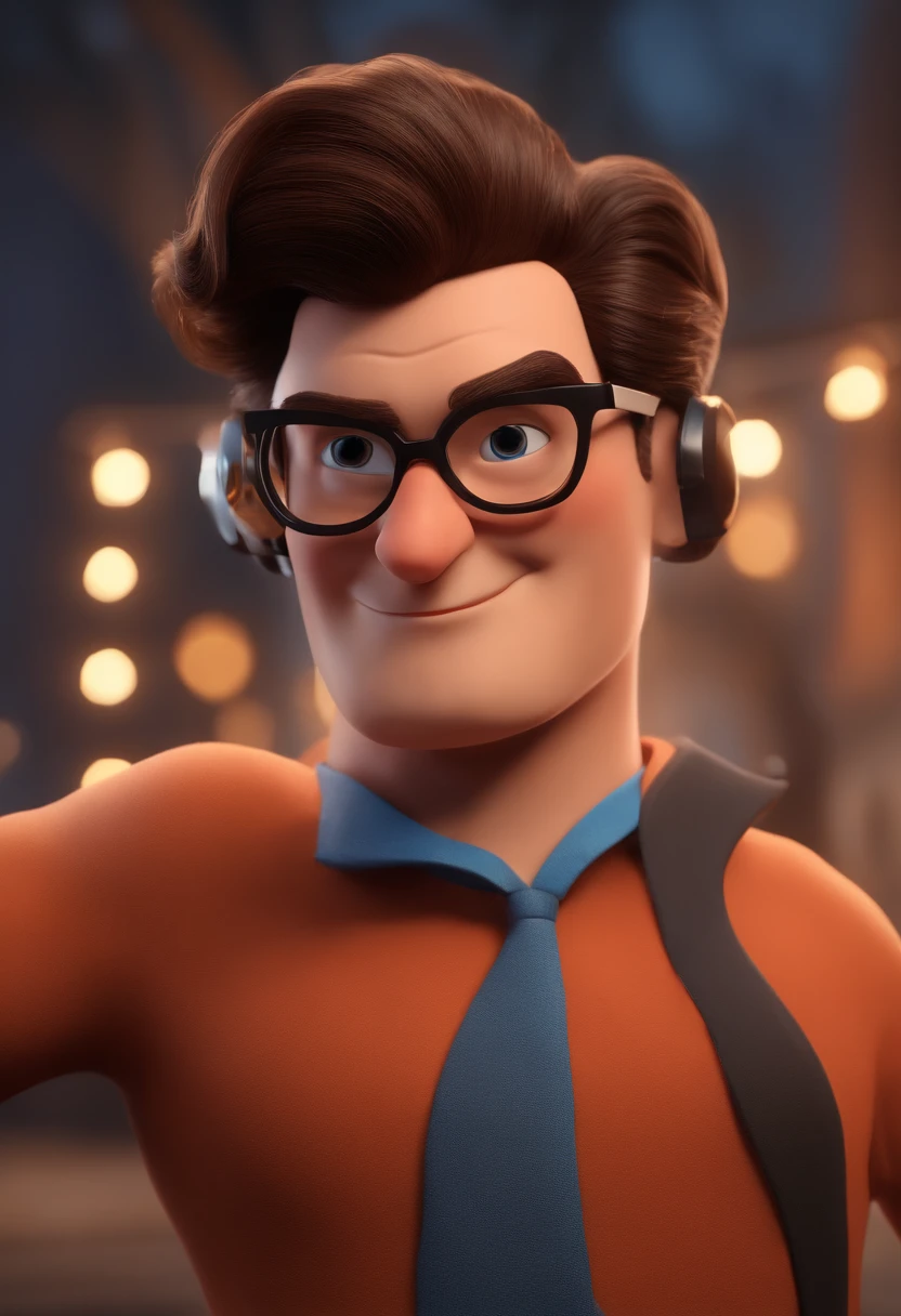 Cartoon character of a man with black glasses and a blue shirt, animation character, Caractere estilizado, animation style rendering, 3D estilizado, Arnold Maya render, 3 d render stylized, toon render keyshot, Personagem 3D, Personagem 3D, 3d rendering stylized, 3 d character render, personagem de desenho animado, Personagem de close up, Pose de personagem, (Estilo Pixar) (master part:1.2) (Bokeh) (best quality) (pele detalhada) (textura detalhada) (8k) (argila) (Cinematic lighting) (foco nítido