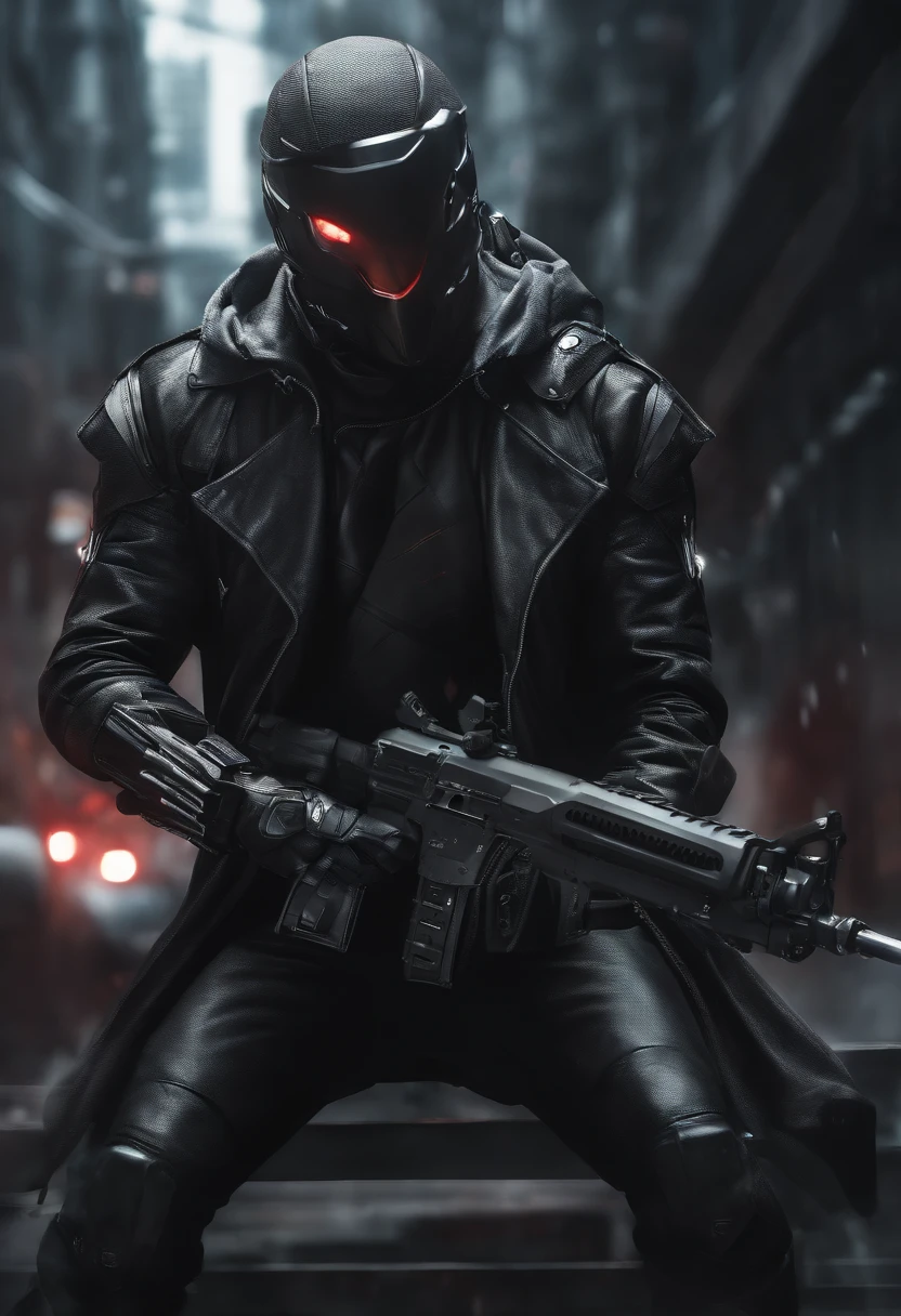 cyberpunk Pessoas do sexo masculino Half Body Machine Ciborgues Full metal mask Ninja of the Near Future Incredible Killer tom roxo knife in left hand Lonely heights killing machine masutepiece Super Bonito、3-Point Live Method、oil painting、best quality、alta resolução、foco nítido、The wind is thundering