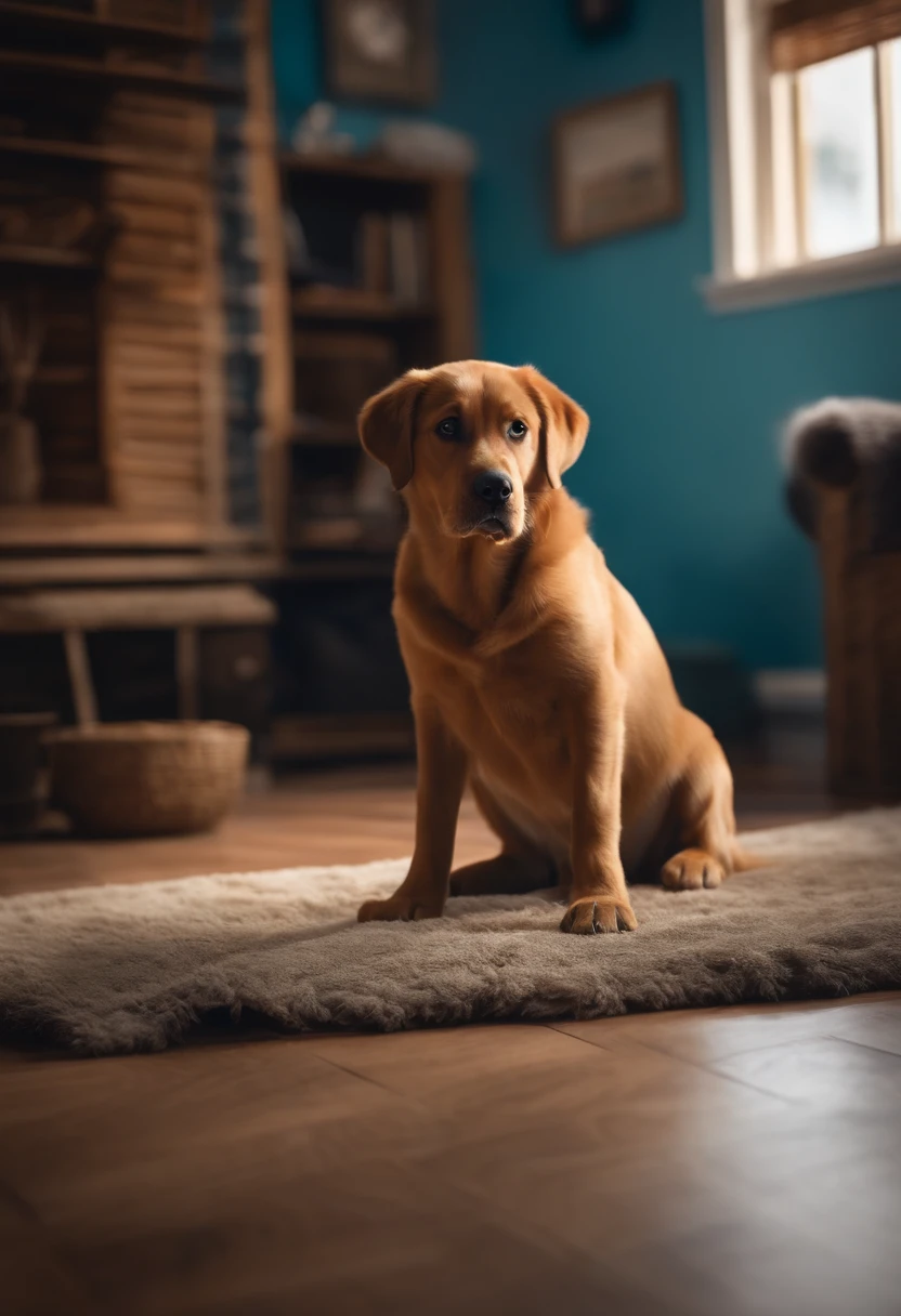 Capa para filme estilo pixar com um cachorro de aproximadamente 15kg pelos de labrador e de cor caramelo e cara de filhote e uma gata pequena de pelo cinza rajado e olhos azuis