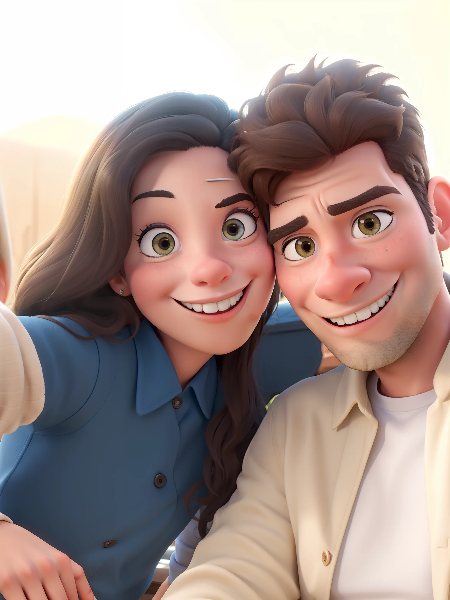 A couple in great quality and definition in the style of Disney pixar