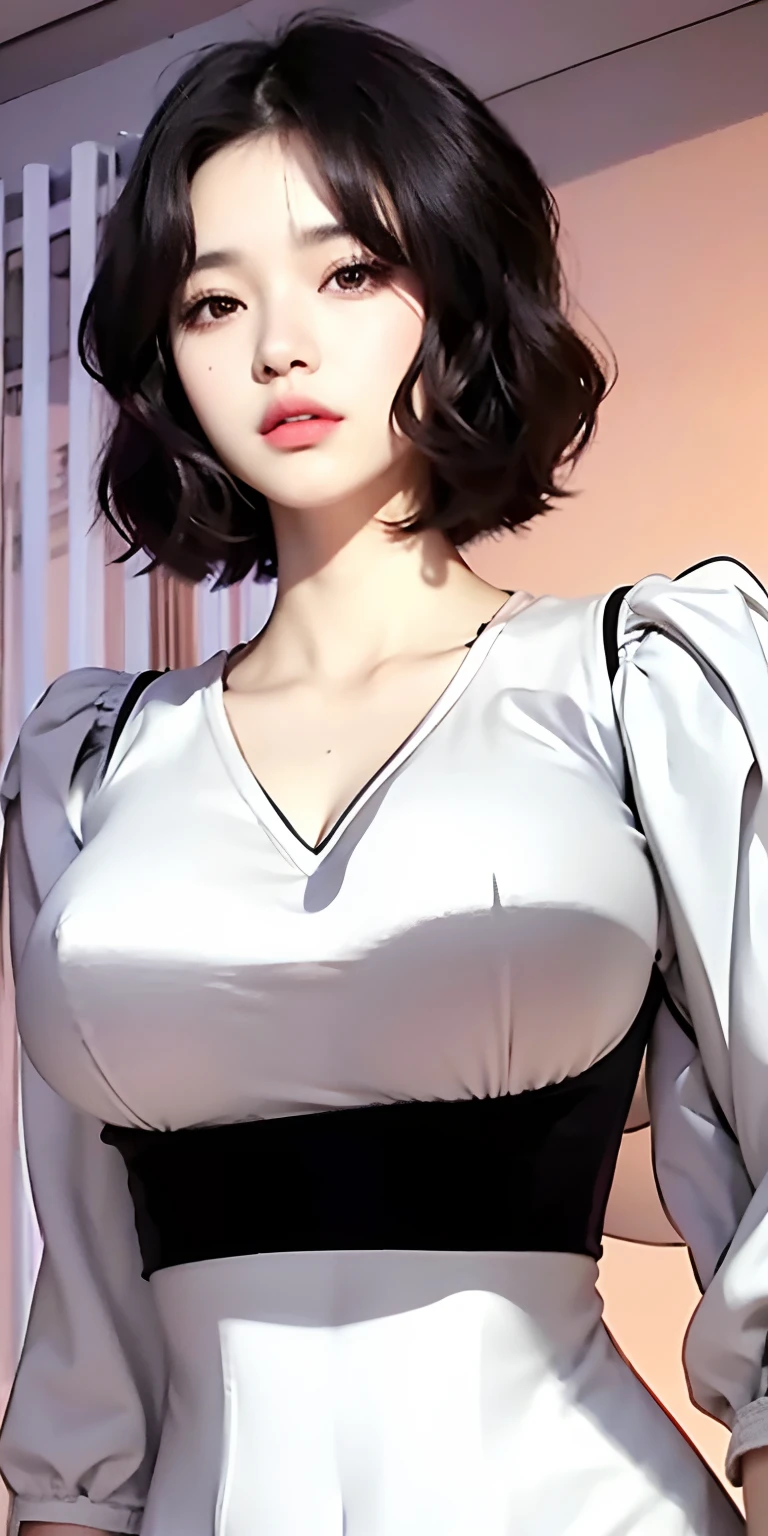 1girl,big breast, black hair, white clothes, ultra detailed, masterpiece, realistic