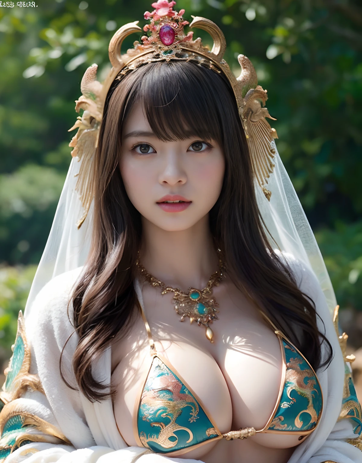 (heavy breasts)、top-quality、masterpiece、超A high resolution、(Blue Dragon Armor)、(((Colossal tits))),dragon armor、(((Detailed Micro Bikini))),(Wearing a beautiful crown made of jewels),(Photorealsitic:1.4)、Raw photo、1人、(((Random hair))、(((Take different poses)))、glowy skin、(((Chinese Dragon)))、Intricate and ornate hair ornaments、(Gorgeous Jewelry Necklaces)、(Mystical expression)、(Full Body Angle)、(Fight big dragons)、With a beautiful knife、(Pink Metal Bikini)、(beautiful forest background)、Precipitous cliffs、(Castle background)、((super realistic details))、portlate、globalillumination、(sexypose)、Shadow、octan render、(One-Eyed Scouter)、8K、ultrasharp、Colossal tits、Raw skin is exposed in cleavage、metals、Details of complex ornaments、Japan details、highly intricate detail、Realistic light、CGSoation Trends、Blue eyes、radiant eyes、Facing the camera、Precipitous cliffs、Toostock、(Full Body Angle)、(veils)、(((Heavy Big))),