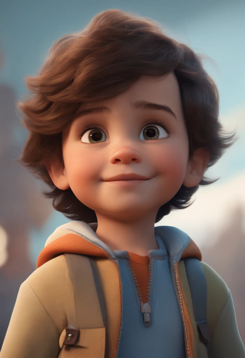a happy cute standing short hair, vestindo uma fantasia espacial, , fundo branco, barnet, Tom, Estilo Pixar, ....3d, desenhos animados, rosto detalhado, asymmetrical 16k