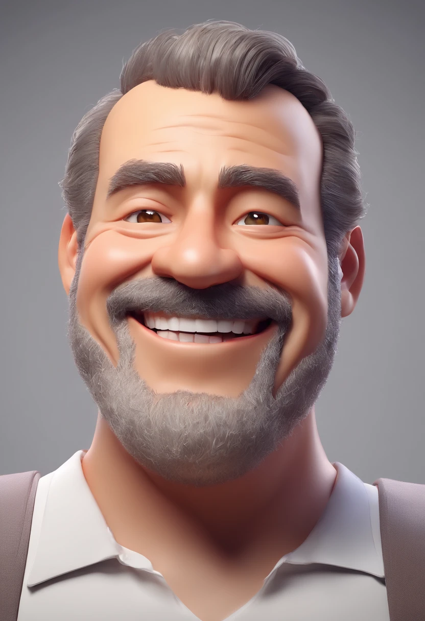 Smiling Man Illustration, sorriso insano, Homem de pele marrom com um sorriso gigante, happily smiling at the camera, sorriso atrevido, he's smiling, sorriso muito grande, Macho sorridente, foto de perfil headshot, rindo sorriso enorme, desenhando no estilo de Arte 3D, c4d, fundo de cor branco puro, estilo disney, estilo pixar render ilustracao Super Detalhe, 8k