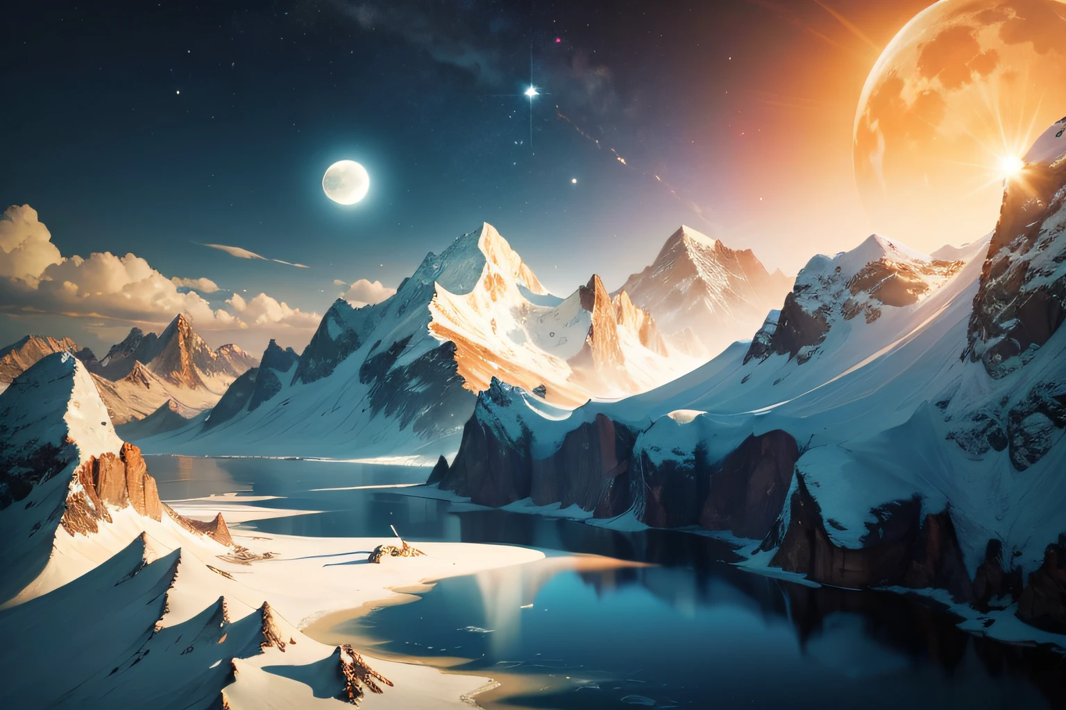 The sun and the moon are the same day,Mountains and seas are shaped