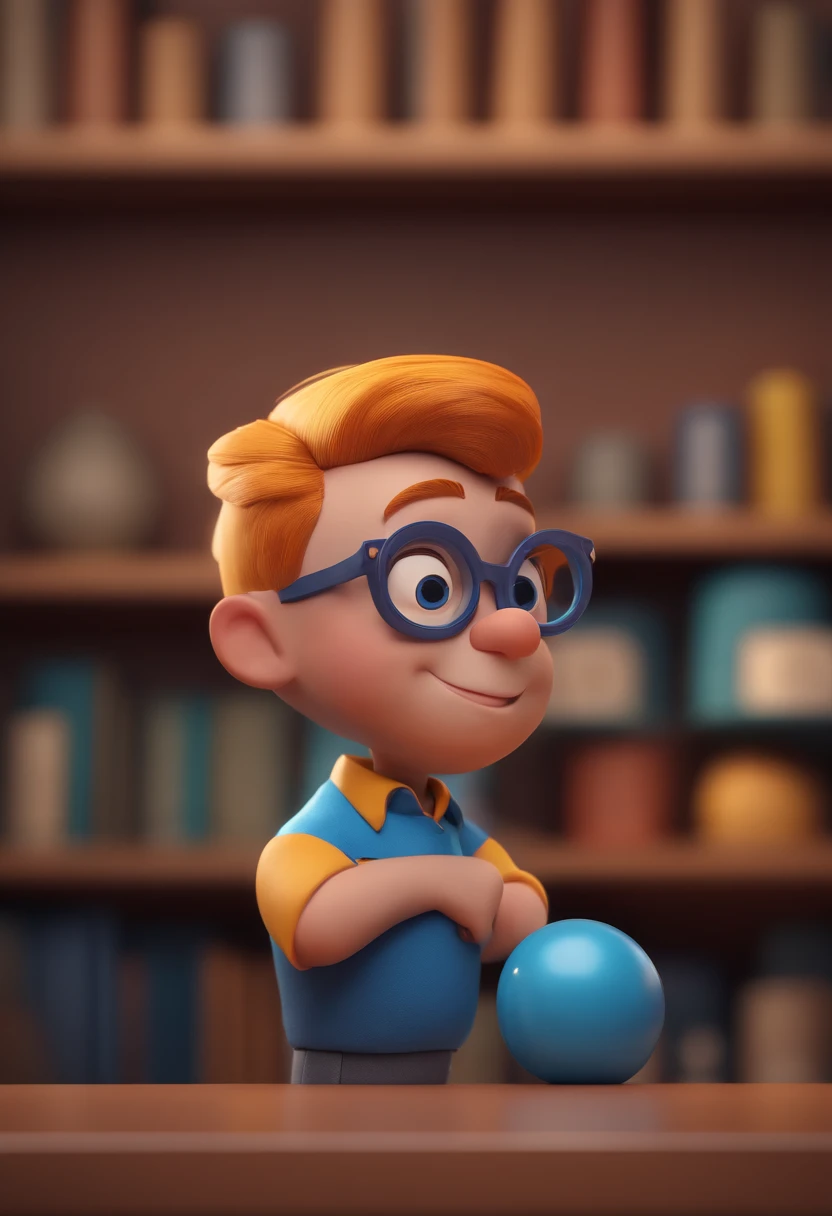 Cartoon character of a man with black glasses and a blue shirt, animation character, Caractere estilizado, animation style rendering, 3D estilizado, Arnold Maya render, 3 d render stylized, toon render keyshot, Personagem 3D, Personagem 3D, 3d rendering stylized, 3 d character render, personagem de desenho animado, Personagem de close up, Pose de personagem, (Estilo Pixar) (master part:1.2) (Bokeh) (best quality) (pele detalhada) (textura detalhada) (8k) (argila) (Cinematic lighting) (foco nítido