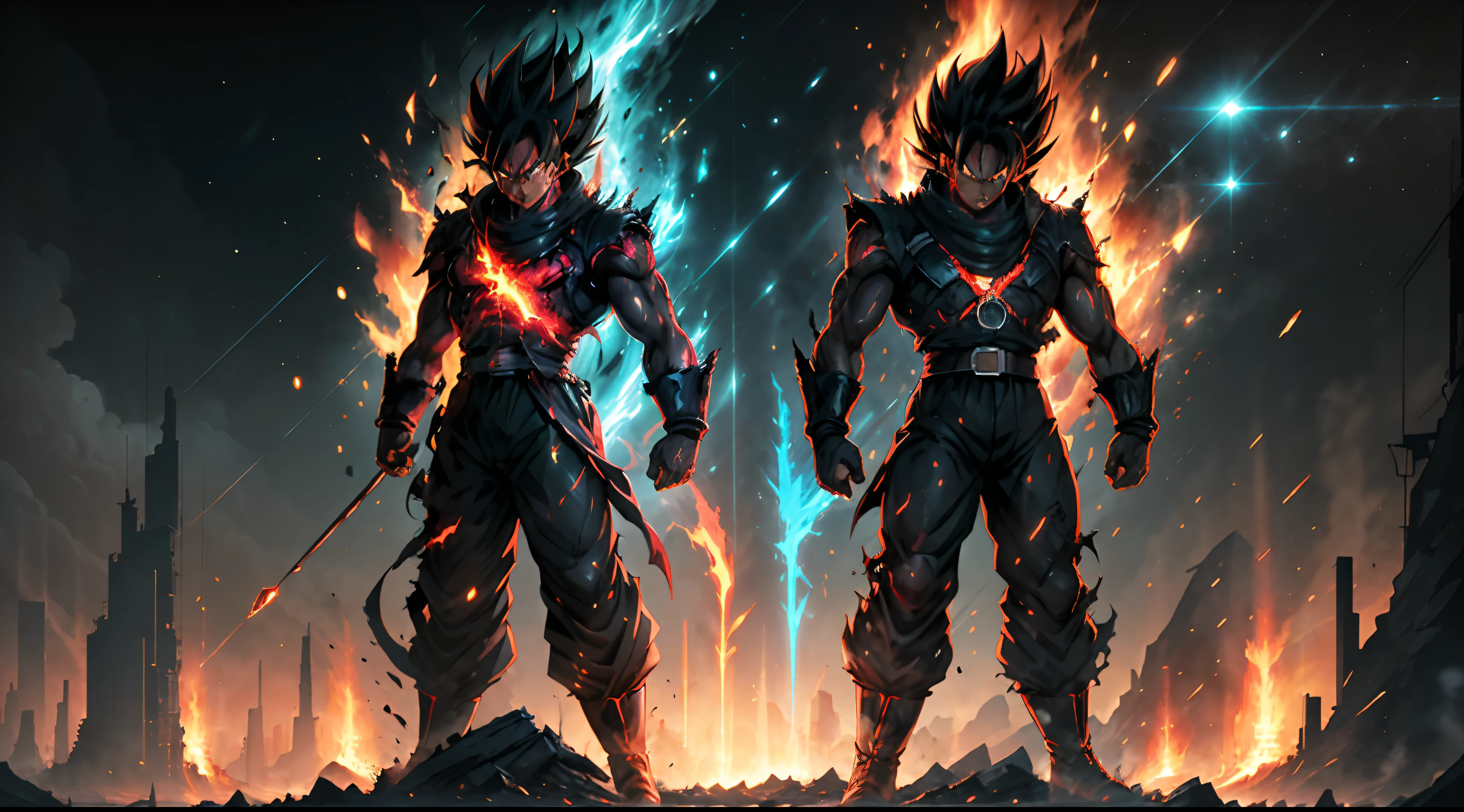Black demon god with handsome face, glowing red eyes, transformed state mode, extreme instinct, epic anime about energy man, fire, lava, anime epic artwork, concept art Dragon Ball Universe concept, manga 8k wallpaper, detailed digital anime art, advanced digital anime art, detailed anime artwork, 8k badass anime