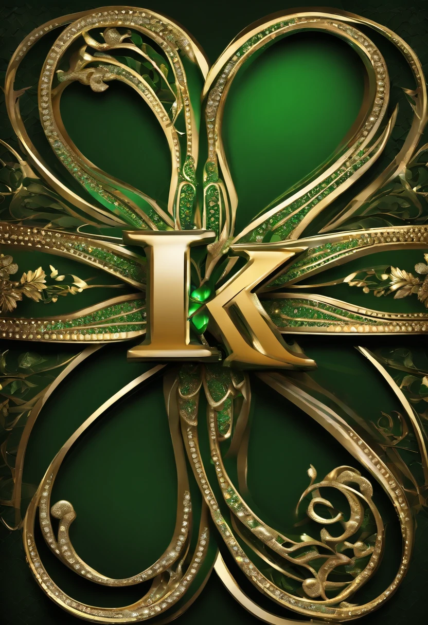 a "JK" logo vector GOLDEN TEXTURE, PLATINUM GREEN ROUNDED EDGES.