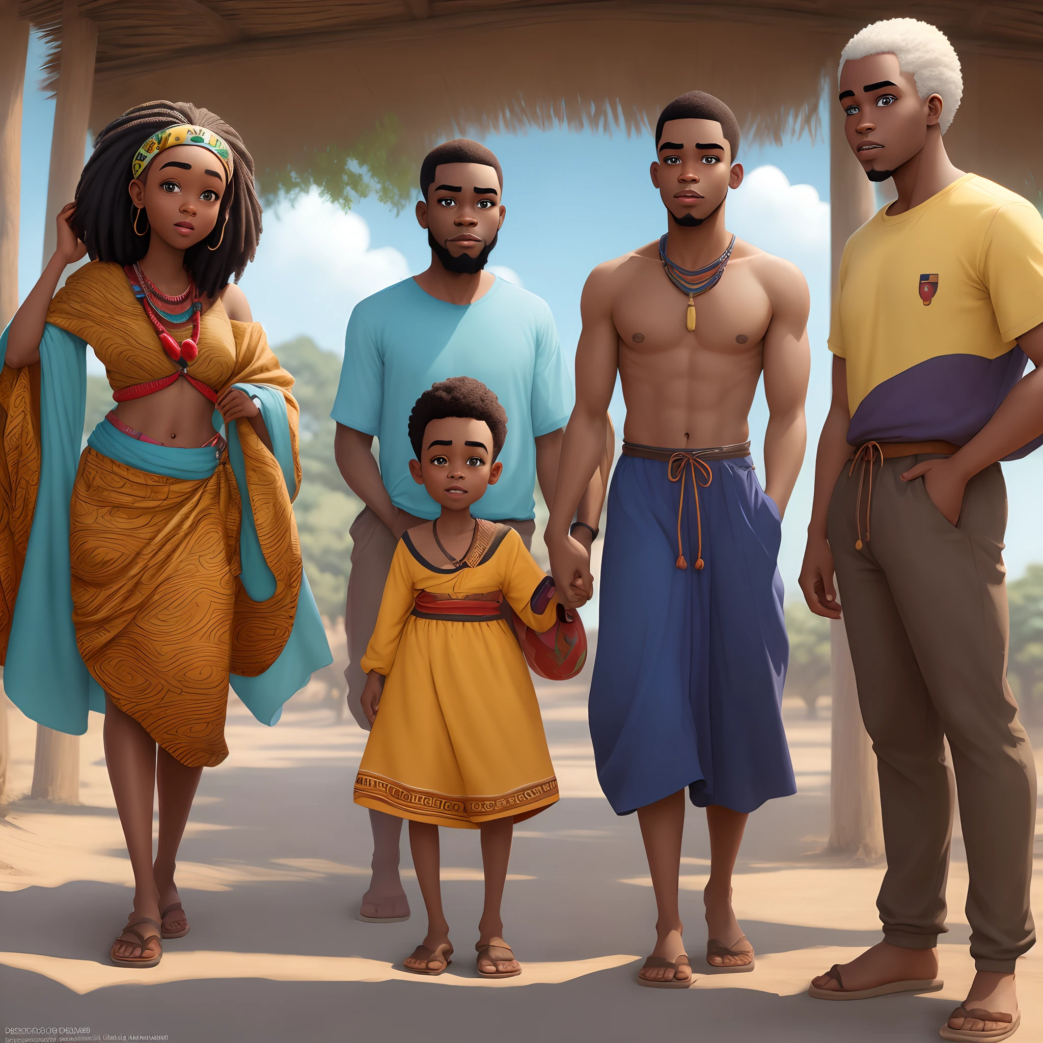 No estilo pixar, desenhe um homen mulato africano, com cabelo curto