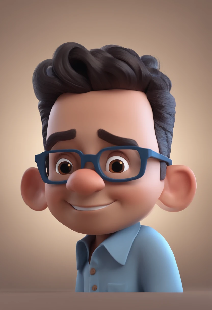 Cartoon character of a man with black glasses and a blue shirt, animation character, Caractere estilizado, animation style rendering, 3D estilizado, Arnold Maya render, 3 d render stylized, toon render keyshot, Personagem 3D, Personagem 3D, 3d rendering stylized, 3 d character render, personagem de desenho animado, Personagem de close up, Pose de personagem, (Estilo Pixar) (master part:1.2) (Bokeh) (best quality) (pele detalhada) (textura detalhada) (8k) (argila) (Cinematic lighting) (foco nítido