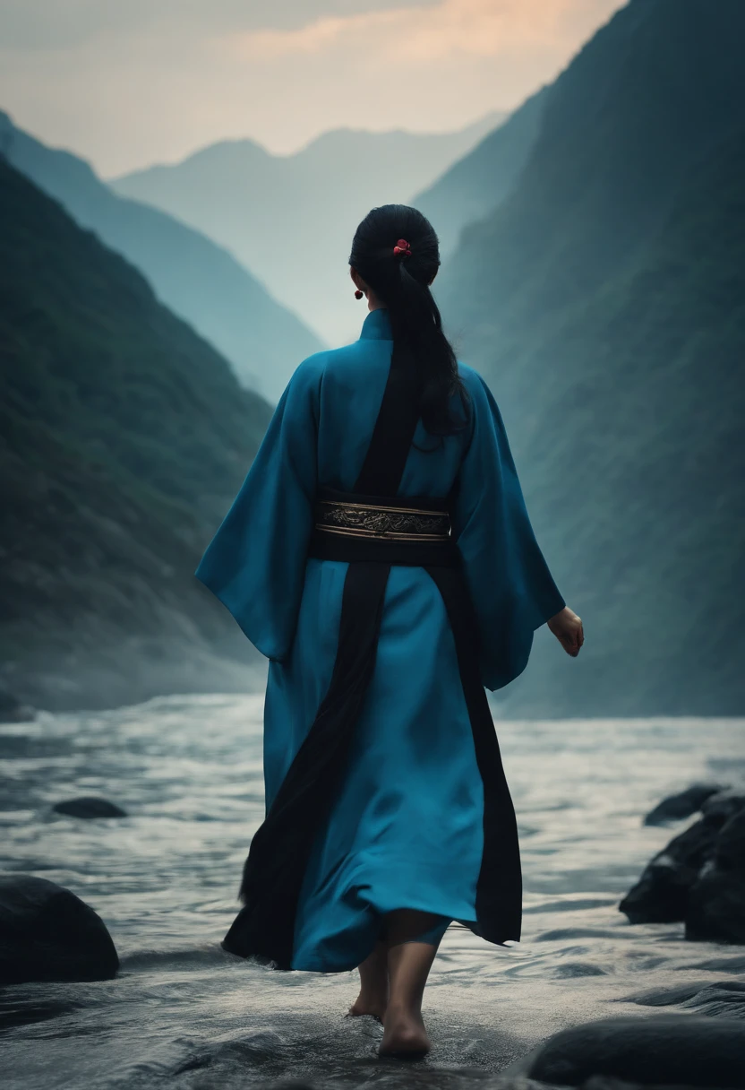 5 Chinese characters,The way back to the mountains and seas,Blue-black tones,Cool light