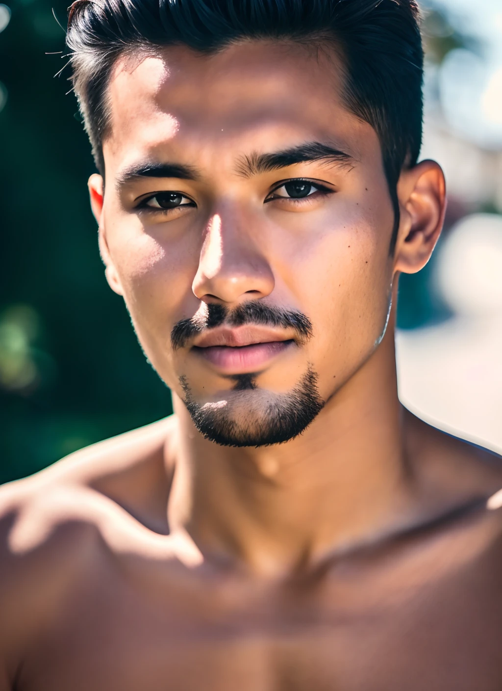 RAW photo, a (potrait:1.2) of a very handsome man, (high detailed skin:1.2), 8k uhd, dslr, soft lighting, high quality, film grain, Fujifilm XT3