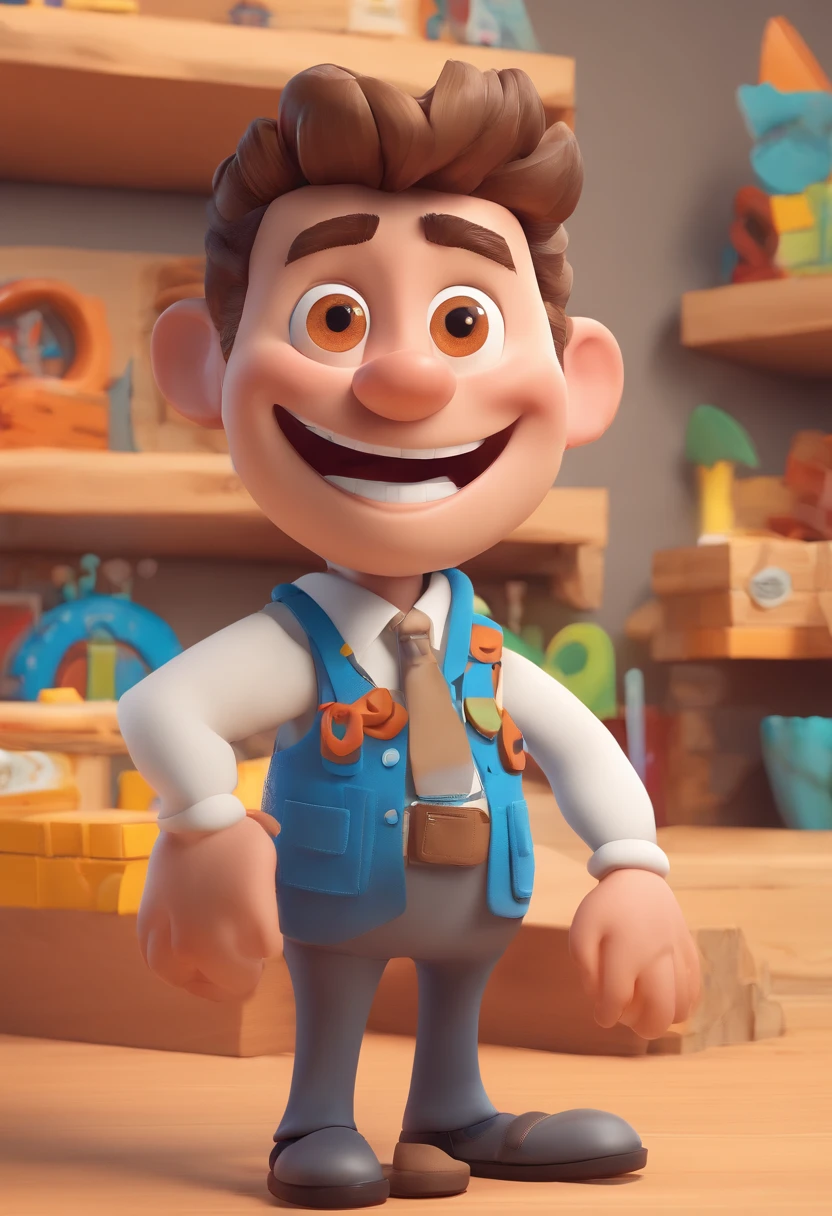 Smiling Man Illustration, sorriso insano, Homem de pele marrom com um sorriso gigante, happily smiling at the camera, sorriso atrevido, he's smiling, sorriso muito grande, Macho sorridente, foto de perfil headshot, rindo sorriso enorme, desenhando no estilo de Arte 3D, c4d, fundo de cor branco puro, estilo disney, estilo pixar render ilustracao Super Detalhe, 8k