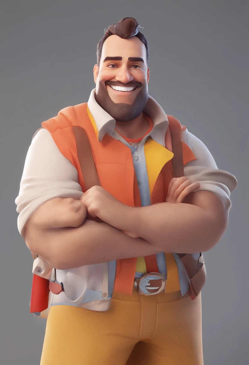 Smiling Man Illustration, sorriso insano, Homem de pele marrom com um sorriso gigante, happily smiling at the camera, sorriso atrevido, he's smiling, sorriso muito grande, Macho sorridente, foto de perfil headshot, rindo sorriso enorme, desenhando no estilo de Arte 3D, c4d, fundo de cor branco puro, estilo disney, estilo pixar render ilustracao Super Detalhe, 8k