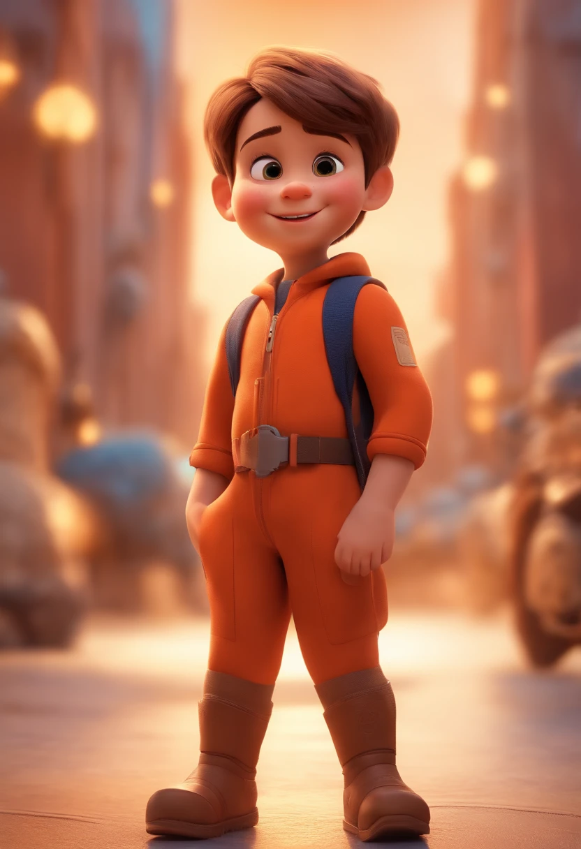 a happy cute standing short hair, vestindo uma fantasia espacial, , fundo branco, barnet, Tom, Estilo Pixar, ....3d, desenhos animados, rosto detalhado, asymmetrical 16k
