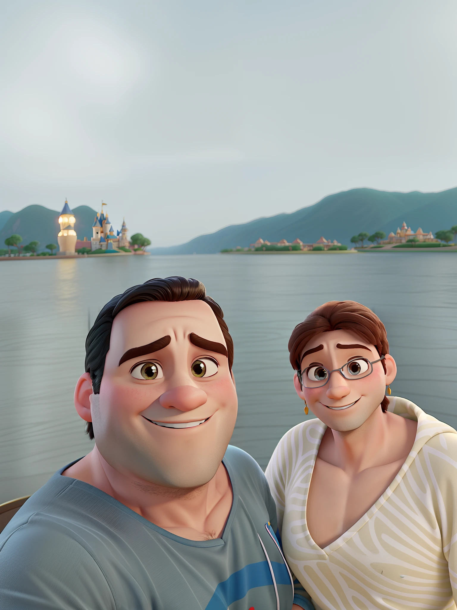 casal homem e mulher no estilo Disneyworld Pixar, alta qualidade, melhor qualidade