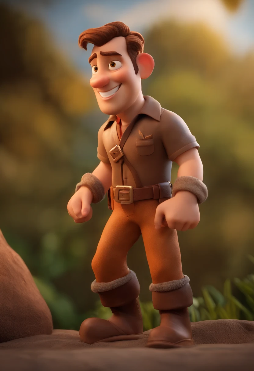 Personagem de desenho animado de um homem usando uma camisa bra, um personagem animado, Caractere estilizado, animation style rendering, 3D estilizado, Arnold Maya render, 3 d render stylized, toon render keyshot, Personagem 3D, Personagem 3D, 3d rendering stylized, 3 d character render, personagem de desenho animado, Personagem de close up, Pose de personagem, (Estilo Pixar) (master part:1.2) (Bokeh) (best quality) (pele detalhada) (textura detalhada) (8k) (argila) (Cinematic lighting) (foco nítido,Senta e vaza a parte superior do corpo