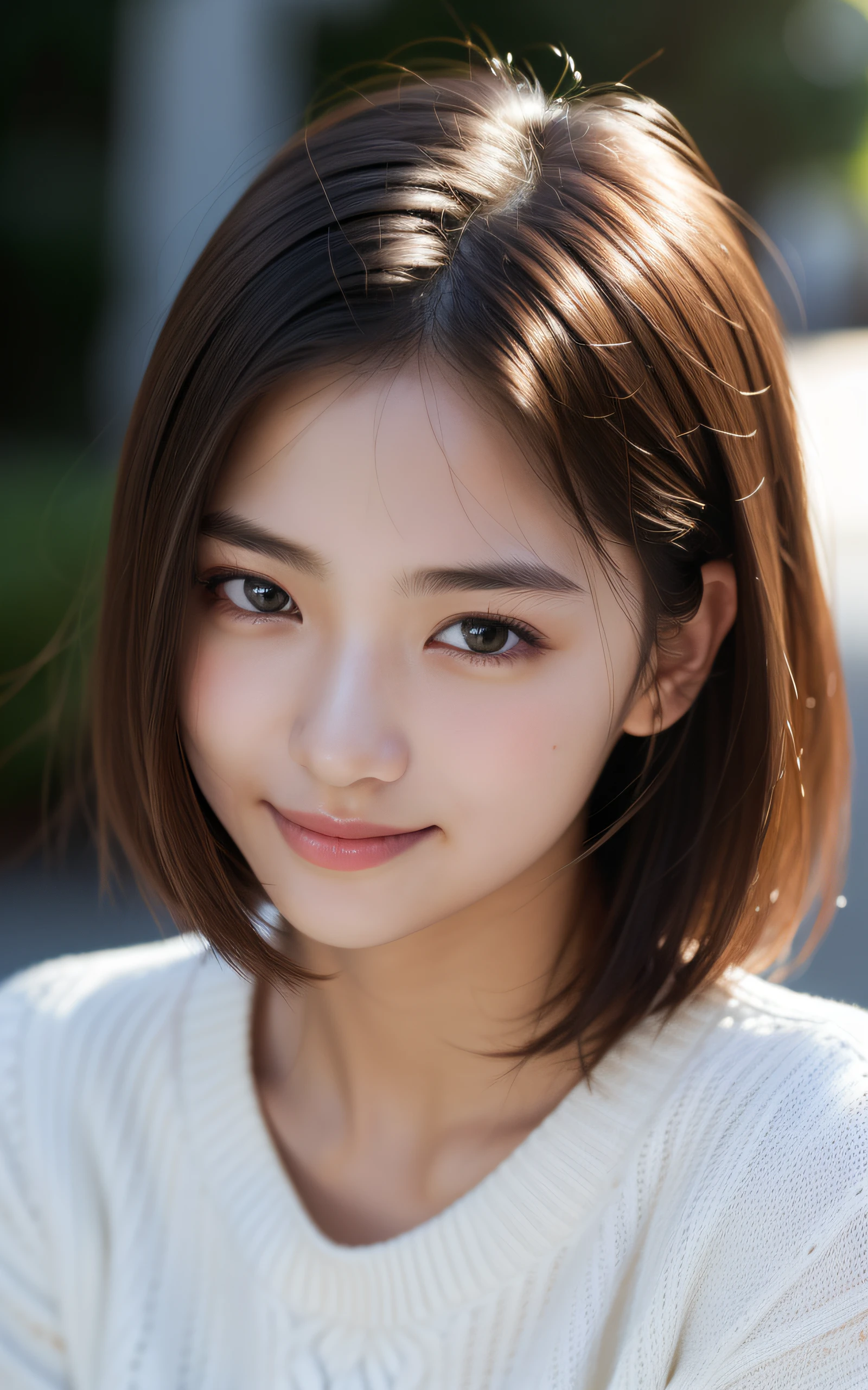 ((Best quality, 8k, Masterpiece :1.3)), 1girl, smiling, full body, slim face, Pretty woman, (Dark brown hair), full length dress :1.1, Ultra-detailed face, Detailed eyes, Double eyelid,  blur background, slim face, city, outside, street,