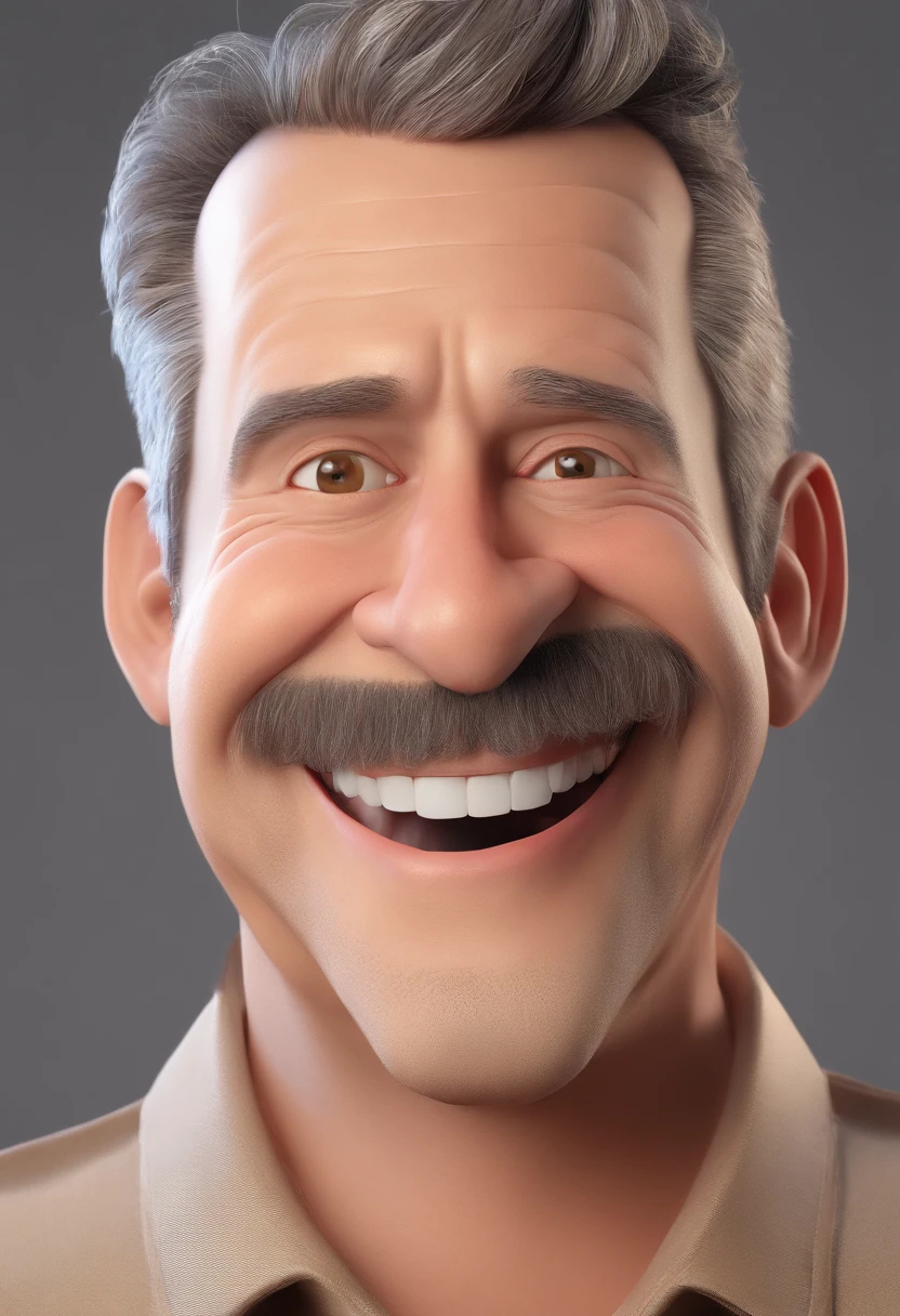 Smiling Man Illustration, sorriso insano, Homem de pele marrom com um sorriso gigante, happily smiling at the camera, sorriso atrevido, he's smiling, sorriso muito grande, Macho sorridente, foto de perfil headshot, rindo sorriso enorme, desenhando no estilo de Arte 3D, c4d, fundo de cor branco puro, estilo disney, estilo pixar render ilustracao Super Detalhe, 8k