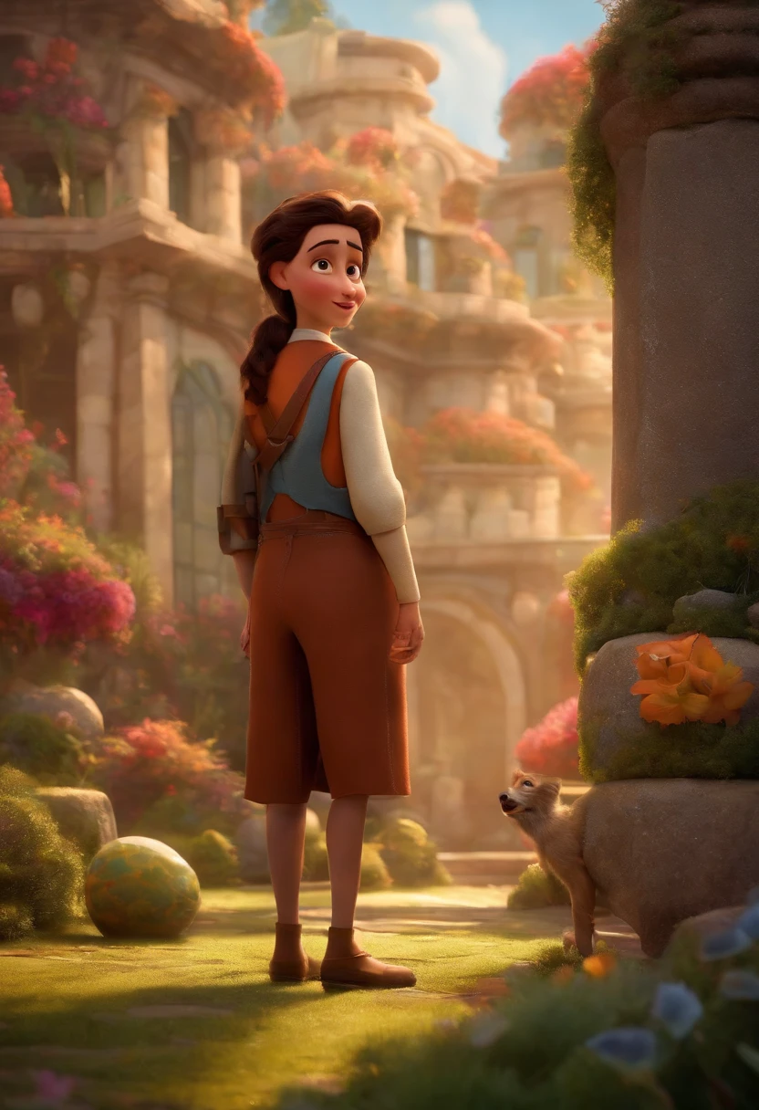 A Dream Architect Inspired by Pixar Animation, de perto. Facial expressions are captivating, com um toque de irrealidade.