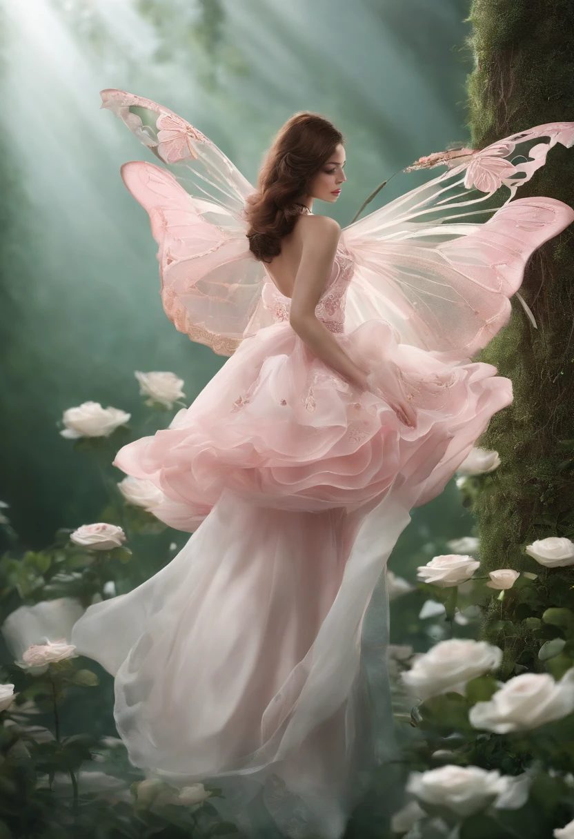 A rose dancing in the forest without a person