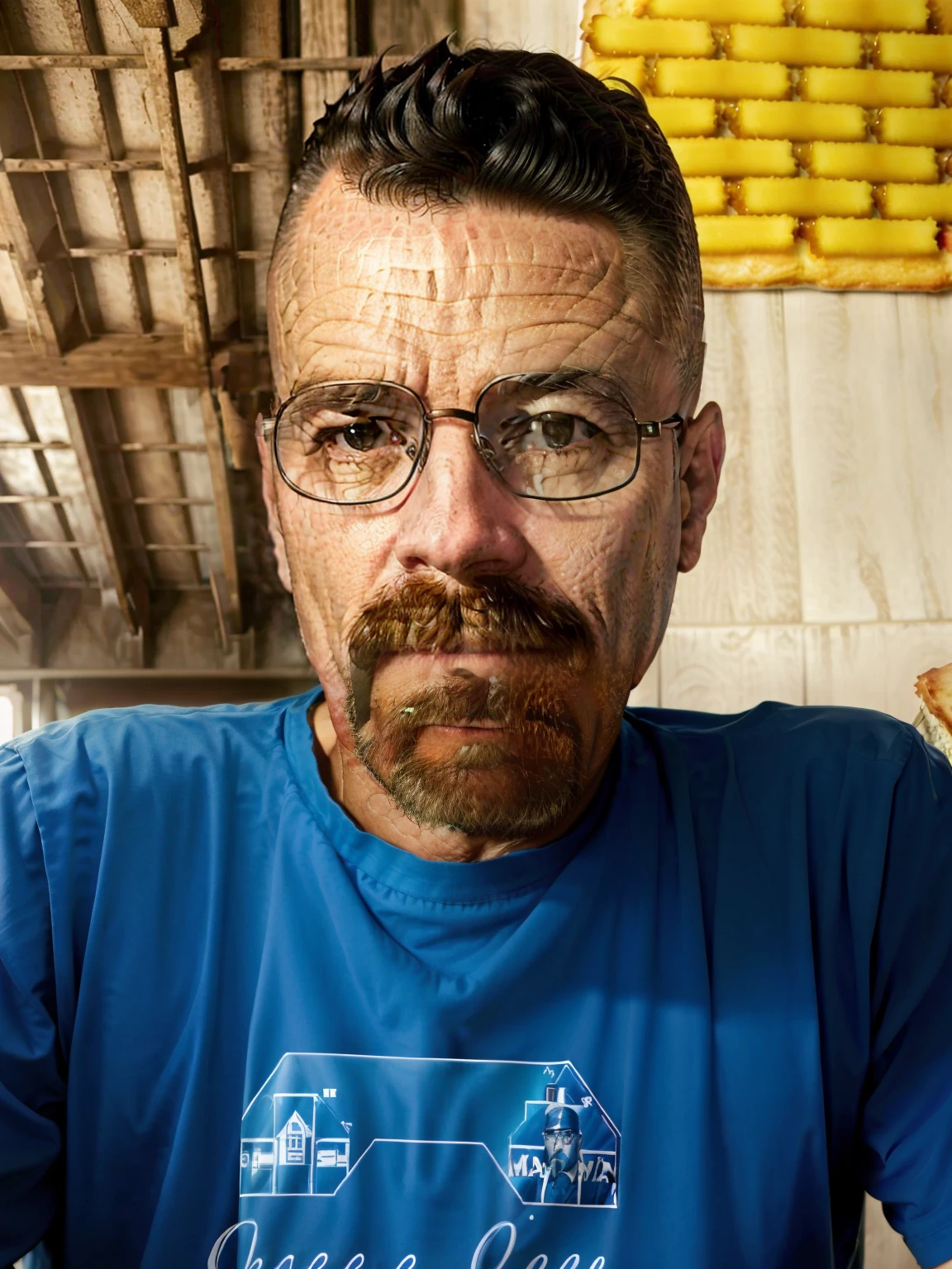 There's a man with glasses and a blue shirt holding a piece of pizza, david rios ferreira, Homem de 4 0 anos, imagem de perfil, 38 anos, edu souza, Homens de 45 anos, 3 6 anos, andres rios, cerca de 3 5 anos, imagem do avatar, icaro carvalho, (38 anos)