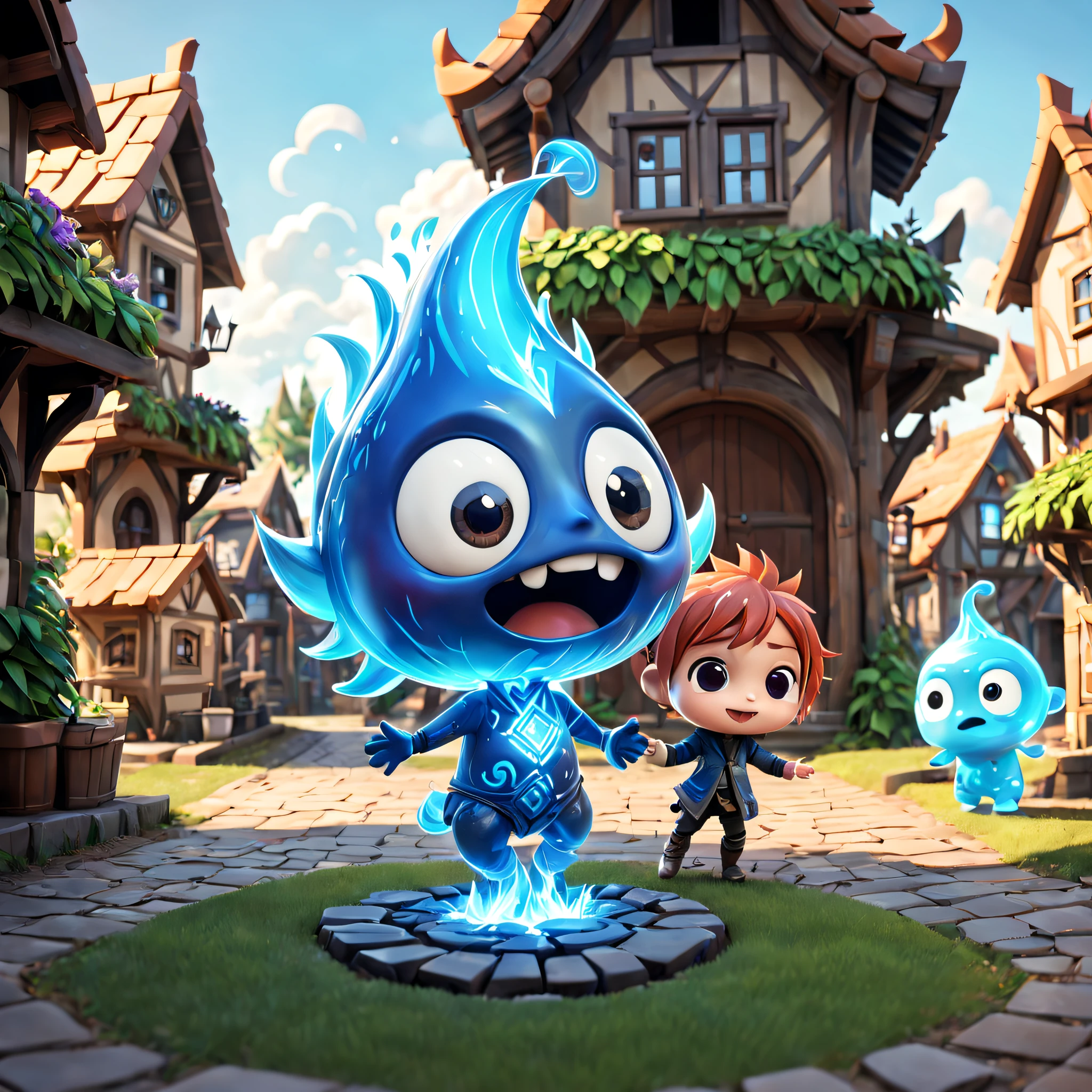 (Pixar style:1.5), (Pixar character:1.5), (chibi emote:1.5), (chibi character:1.5), (fantasy:1.5), (magical world:1.5), (spiritual world:1.5), (elemental character:1.5), (elemental town:1.5),