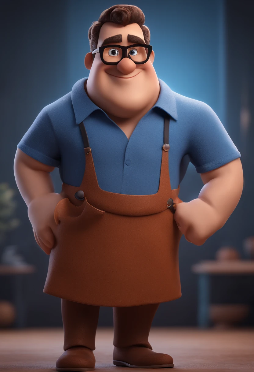 Cartoon character of a man with black glasses and a blue shirt, animation character, Caractere estilizado, animation style rendering, 3D estilizado, Arnold Maya render, 3 d render stylized, toon render keyshot, Personagem 3D, Personagem 3D, 3d rendering stylized, 3 d character render, personagem de desenho animado, Personagem de close up, Pose de personagem, (Estilo Pixar) (master part:1.2) (Bokeh) (best quality) (pele detalhada) (textura detalhada) (8k) (argila) (Cinematic lighting) (foco nítido