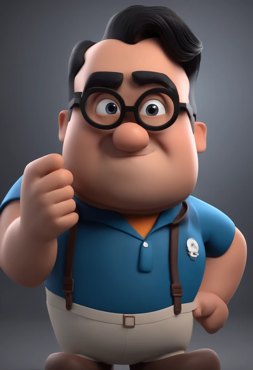 Cartoon character of a man with black glasses and a blue shirt, animation character, Caractere estilizado, animation style rendering, 3D estilizado, Arnold Maya render, 3 d render stylized, toon render keyshot, Personagem 3D, Personagem 3D, 3d rendering stylized, 3 d character render, personagem de desenho animado, Personagem de close up, Pose de personagem,  (Estilo Pixar) (master part:1.2) (Bokeh) (best quality) (pele detalhada) (textura detalhada) (8k) (argila) (Cinematic lighting) (foco nítido