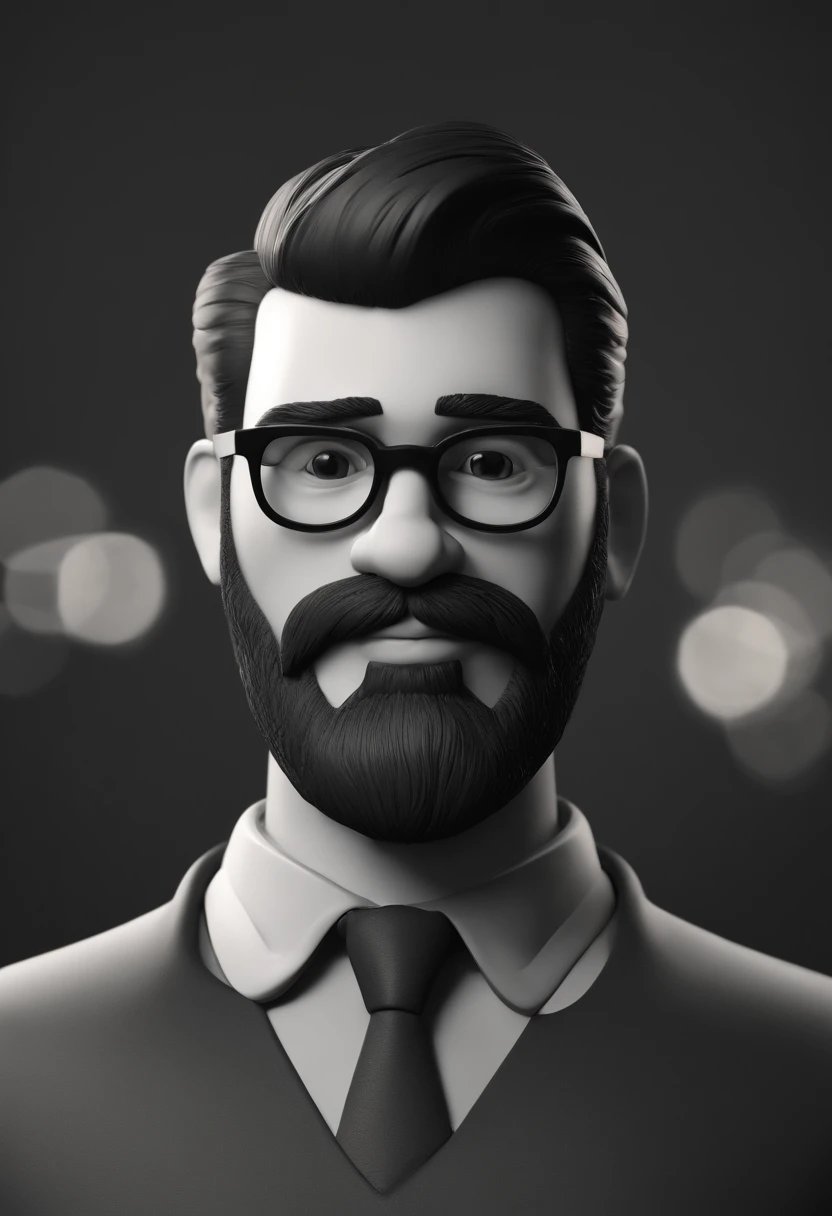 Cartoon character of a man with black glasses and a black polo shirt, cabelo liso, With beard and old school tattoo on his arm, animation character, Caractere estilizado, animation style rendering, 3D estilizado, Arnold Maya render, 3 d render stylized, toon render keyshot, Personagem 3D, Personagem 3D, 3d rendering stylized, 3 d character render, personagem de desenho animado, Personagem de close up, Pose de personagem, (Estilo Pixar) (master part:1.2) (Bokeh) (best quality) (pele detalhada) (textura detalhada) (8k) (argila) (Cinematic lighting) (foco nítido