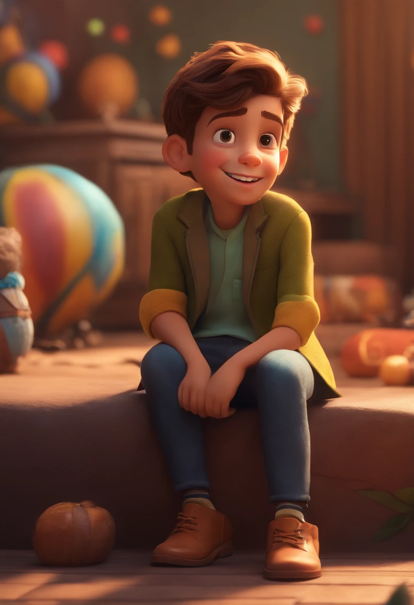 Image of a boy for a story in a YouTube video in Pixar format, He's the allabester, He's the class leader, He's outgoing, Playful and gets up for a lot of things