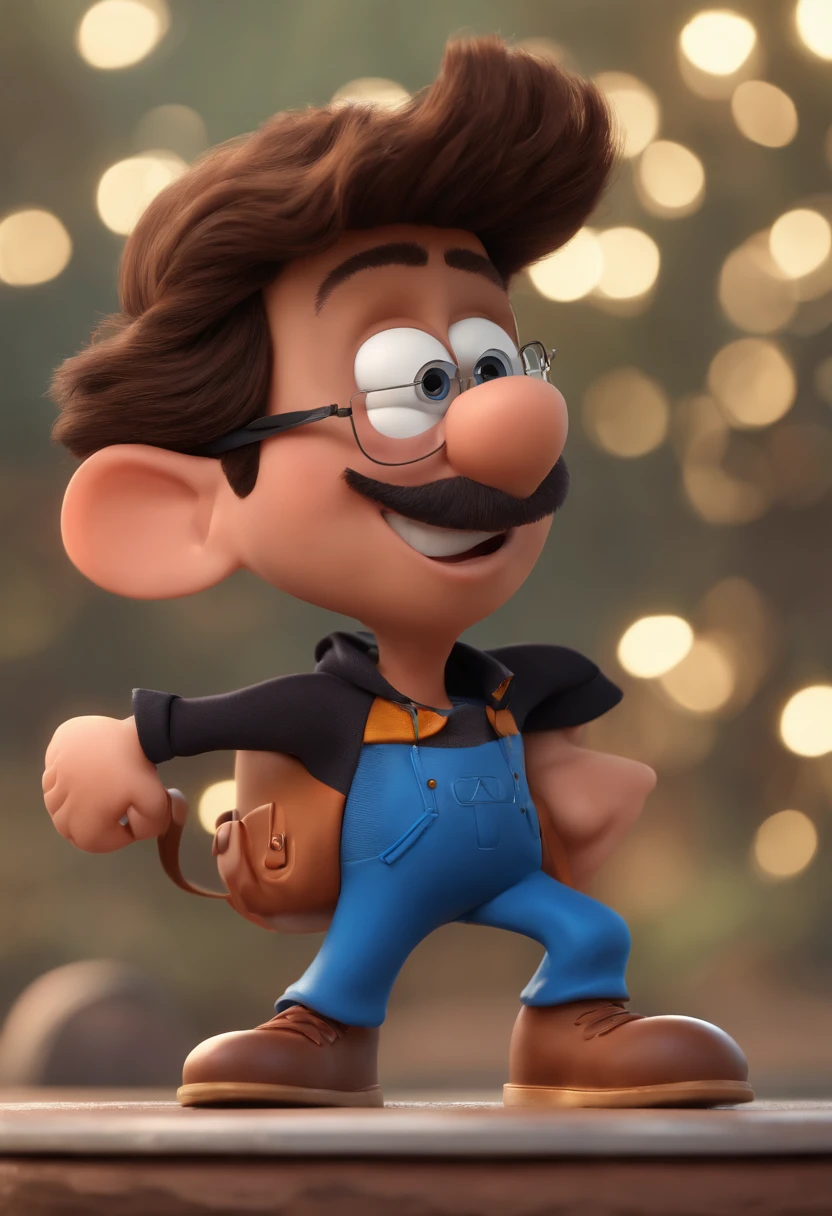 Cartoon character of a man with black glasses and a blue shirt, animation character, Caractere estilizado, animation style rendering, 3D estilizado, Arnold Maya render, 3 d render stylized, toon render keyshot, Personagem 3D, Personagem 3D, 3d rendering stylized, 3 d character render, personagem de desenho animado, Personagem de close up, Pose de personagem,  (Estilo Pixar) (master part:1.2) (Bokeh) (best quality) (pele detalhada) (textura detalhada) (8k) (argila) (Cinematic lighting) (foco nítido