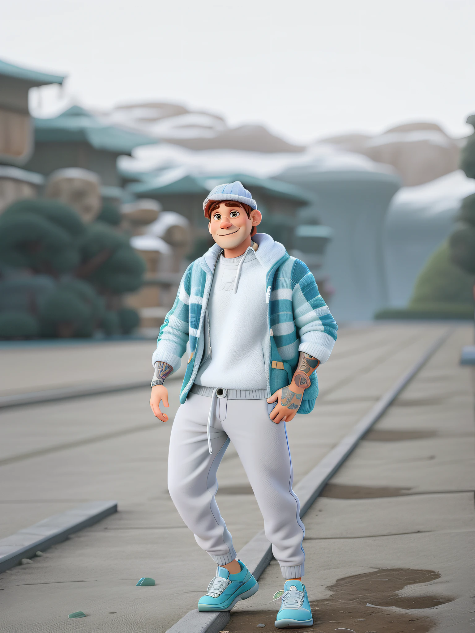 A man with winter clothes disney pixar, High quality, best quality