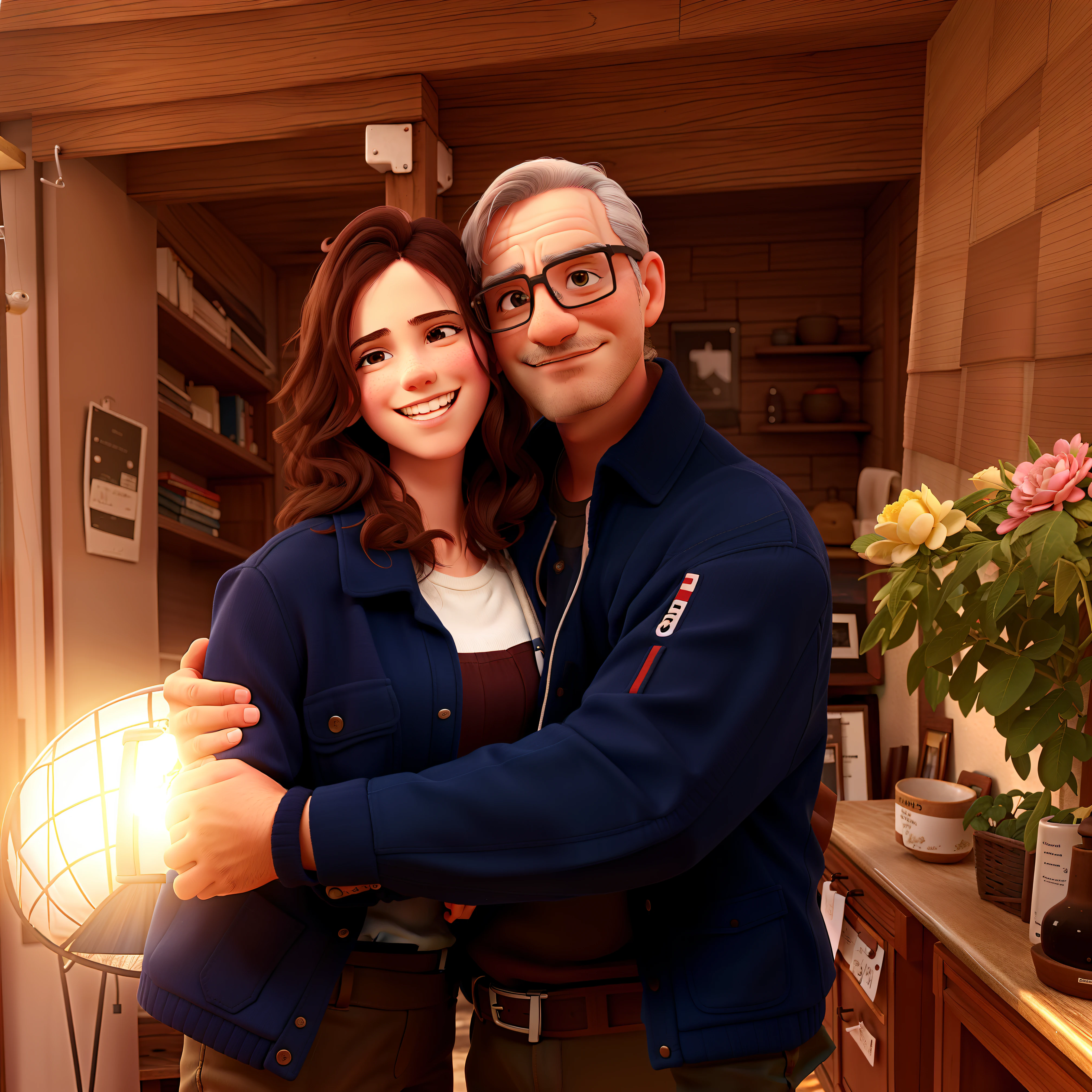 Father and daughter embracing
