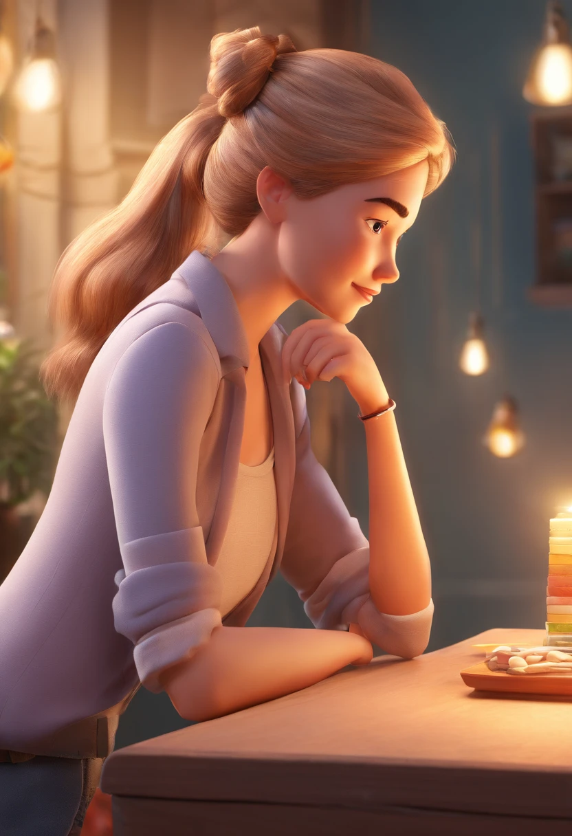 carla, ultra-realistic, woman with long, wavy hair, sitting cross-legged on the floor with a breakfast tray, wearing a cute pajama set, enjoying pancakes with syrup, natural light from a large window, a cozy and playful vibe, photorealistic, detailed skin, soft and relaxed atmosphere