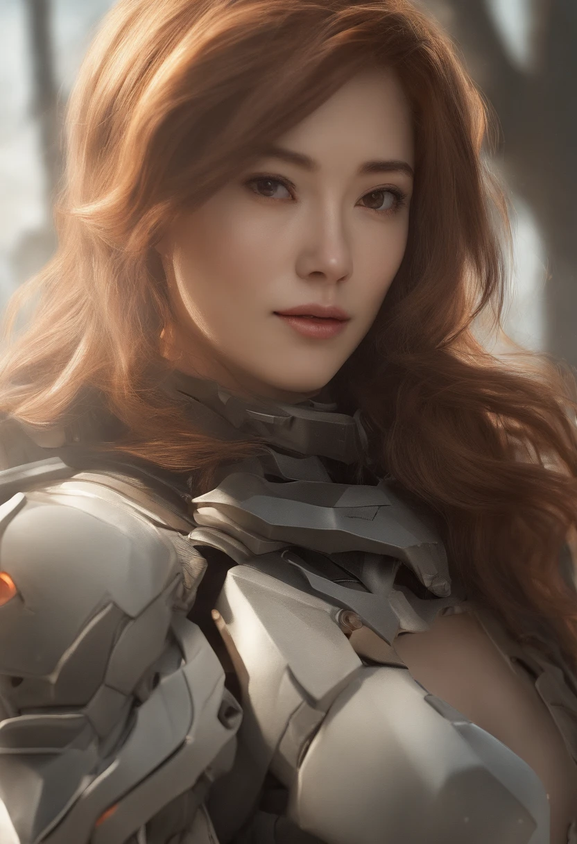 (master part:1.1), (extremely high quality:1.1), corpo inteiro, short hair, boa anatomia, coque de cabelo,, (1girl:1.2), (rosto e olhos detalhados:1.25), sozinho, orange hair, brown hair, olhos castanhos, (Seios enormes:1.3), ((bodysuit branco skintight:1.2), clivagem:1.2), corar, Olhando para o Viewer, Mature female, Fechaduras laterais, Tachibana Kyouka,, Breio, ElysiumChar, oil painting,