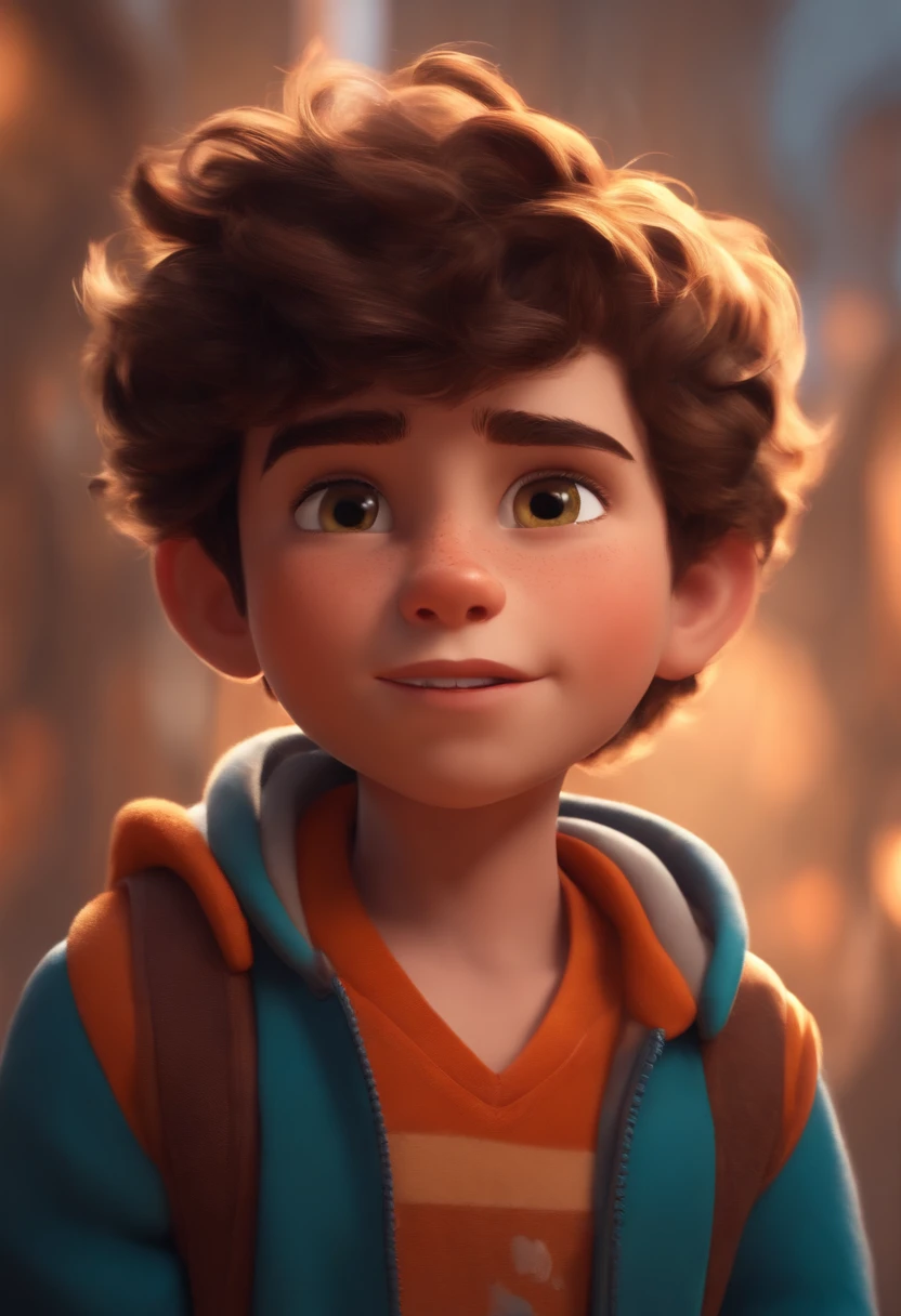 Image of a boy for a story in a YouTube video in Pixar format, He's the  allabester, He's the class leader, He's outgoing, Playful and gets up for a lot of things