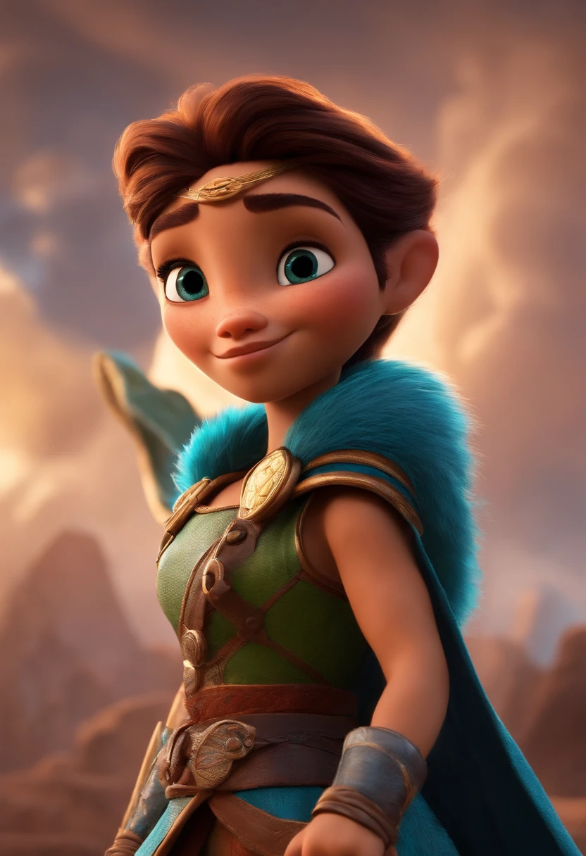 A dream fighter inspired by Pixar animation, de perto. The character takes center stage with captivating facial expressions, oferecendo um toque de irrealidade