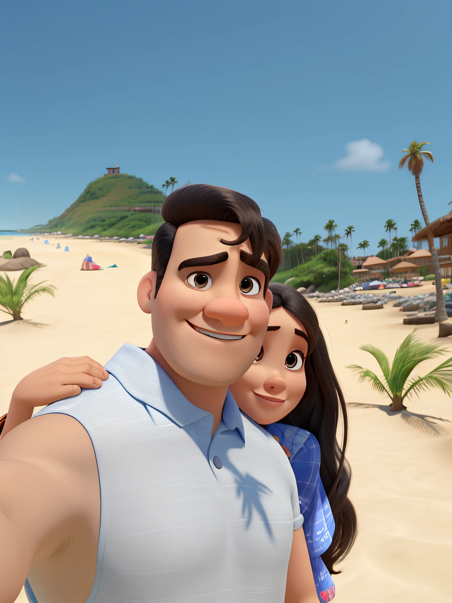 homem e mulher na praia estilo pixar , alta qualidade, melhor qualidade