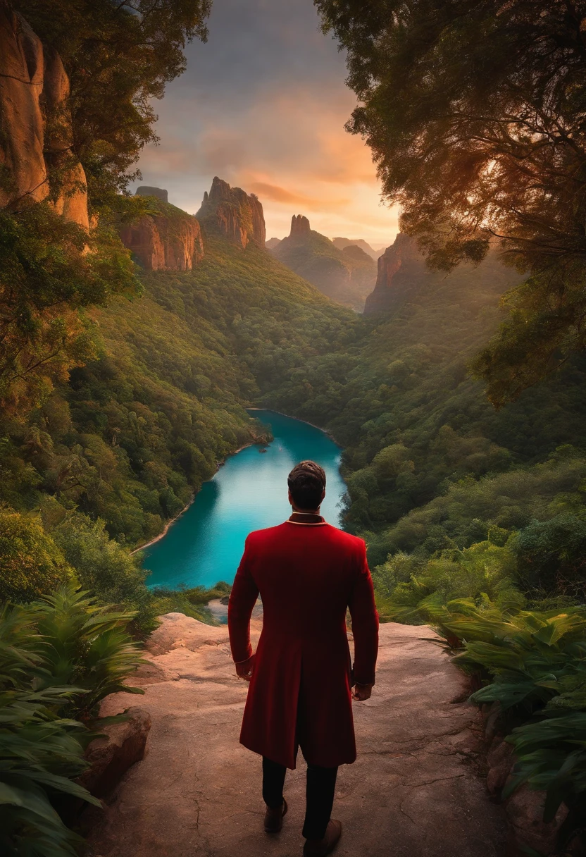 paisagem da Disney, homem de barba usando terno preto