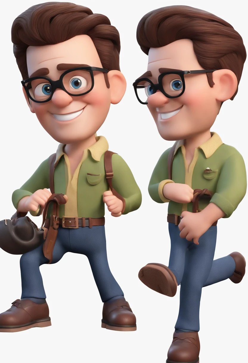 Cartoon character of a man with black glasses and a blue shirt, animation character, Caractere estilizado, animation style rendering, 3D estilizado, Arnold Maya render, 3 d render stylized, toon render keyshot, Personagem 3D, Personagem 3D, 3d rendering stylized, 3 d character render, personagem de desenho animado, Personagem de close up, Pose de personagem, (Estilo Pixar) (master part:1.2) (Bokeh) (best quality) (pele detalhada) (textura detalhada) (8k) (argila) (Cinematic lighting) (foco nítido