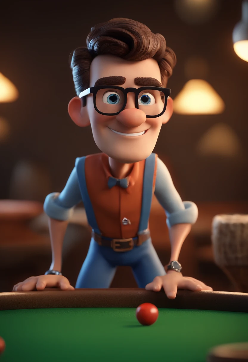 Cartoon character of a man with black glasses and a blue shirt, animation character, Caractere estilizado, animation style rendering, 3D estilizado, Arnold Maya render, 3 d render stylized, toon render keyshot, Personagem 3D, Personagem 3D, 3d rendering stylized, 3 d character render, personagem de desenho animado, Personagem de close up, Pose de personagem,  (Estilo Pixar) (master part:1.2) (Bokeh) (best quality) (pele detalhada) (textura detalhada) (8k) (argila) (Cinematic lighting) (foco nítido
