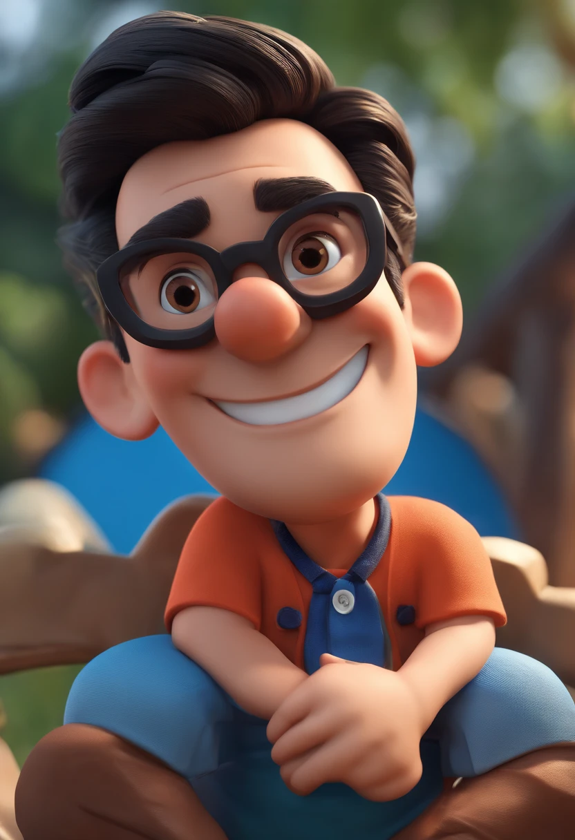 Cartoon character of a man with black glasses and a blue shirt, animation character, Caractere estilizado, animation style rendering, 3D estilizado, Arnold Maya render, 3 d render stylized, toon render keyshot, Personagem 3D, Personagem 3D, 3d rendering stylized, 3 d character render, personagem de desenho animado, Personagem de close up, Pose de personagem, (Estilo Pixar) (master part:1.2) (Bokeh) (best quality) (pele detalhada) (textura detalhada) (8k) (argila) (Cinematic lighting) (foco nítido