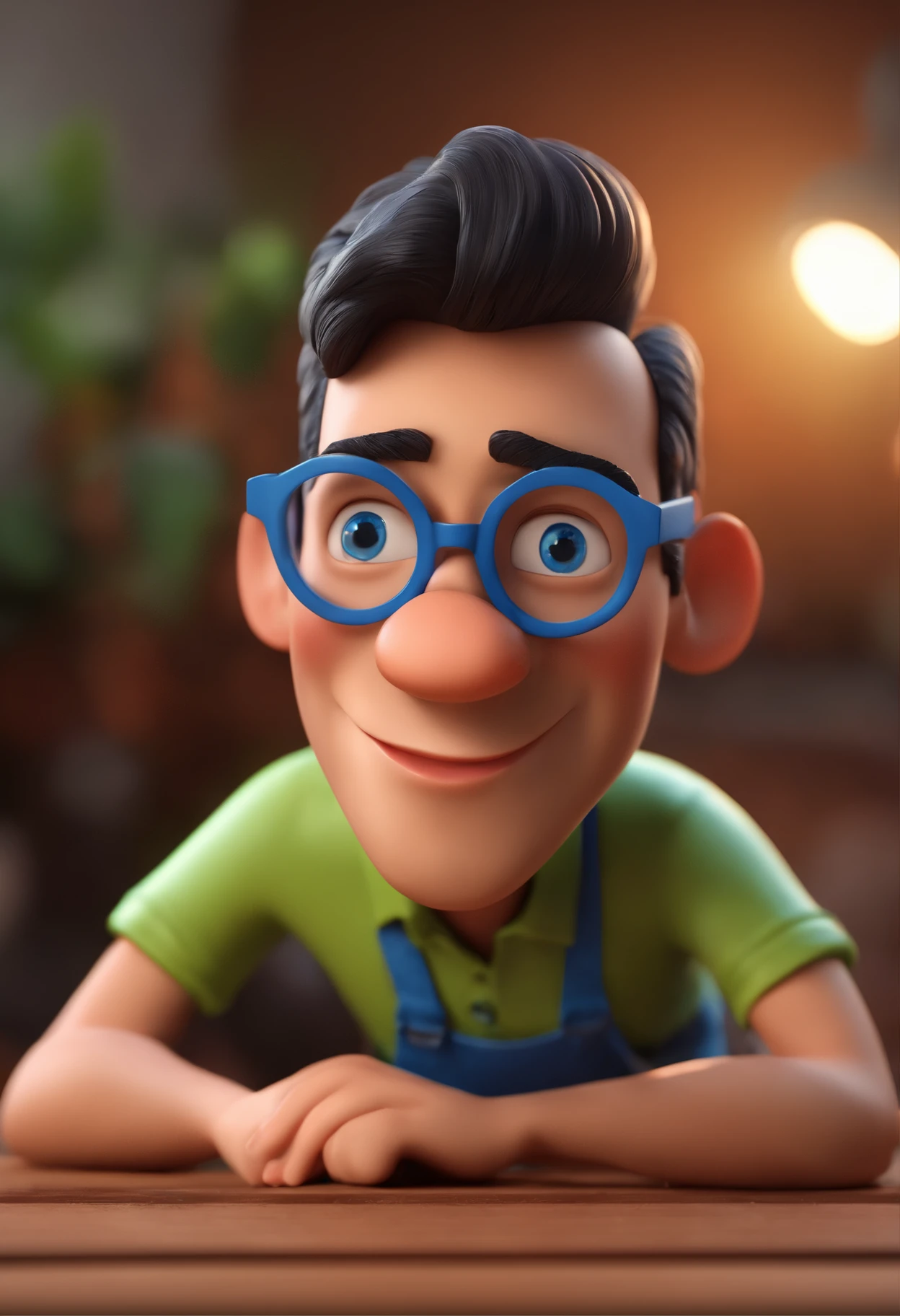 Cartoon character of a man with black glasses and a blue shirt, animation character, Caractere estilizado, animation style rendering, 3D estilizado, Arnold Maya render, 3 d render stylized, toon render keyshot, Personagem 3D, Personagem 3D, 3d rendering stylized, 3 d character render, personagem de desenho animado, Personagem de close up, Pose de personagem, (Estilo Pixar) (master part:1.2) (Bokeh) (best quality) (pele detalhada) (textura detalhada) (8k) (argila) (Cinematic lighting) (foco nítido